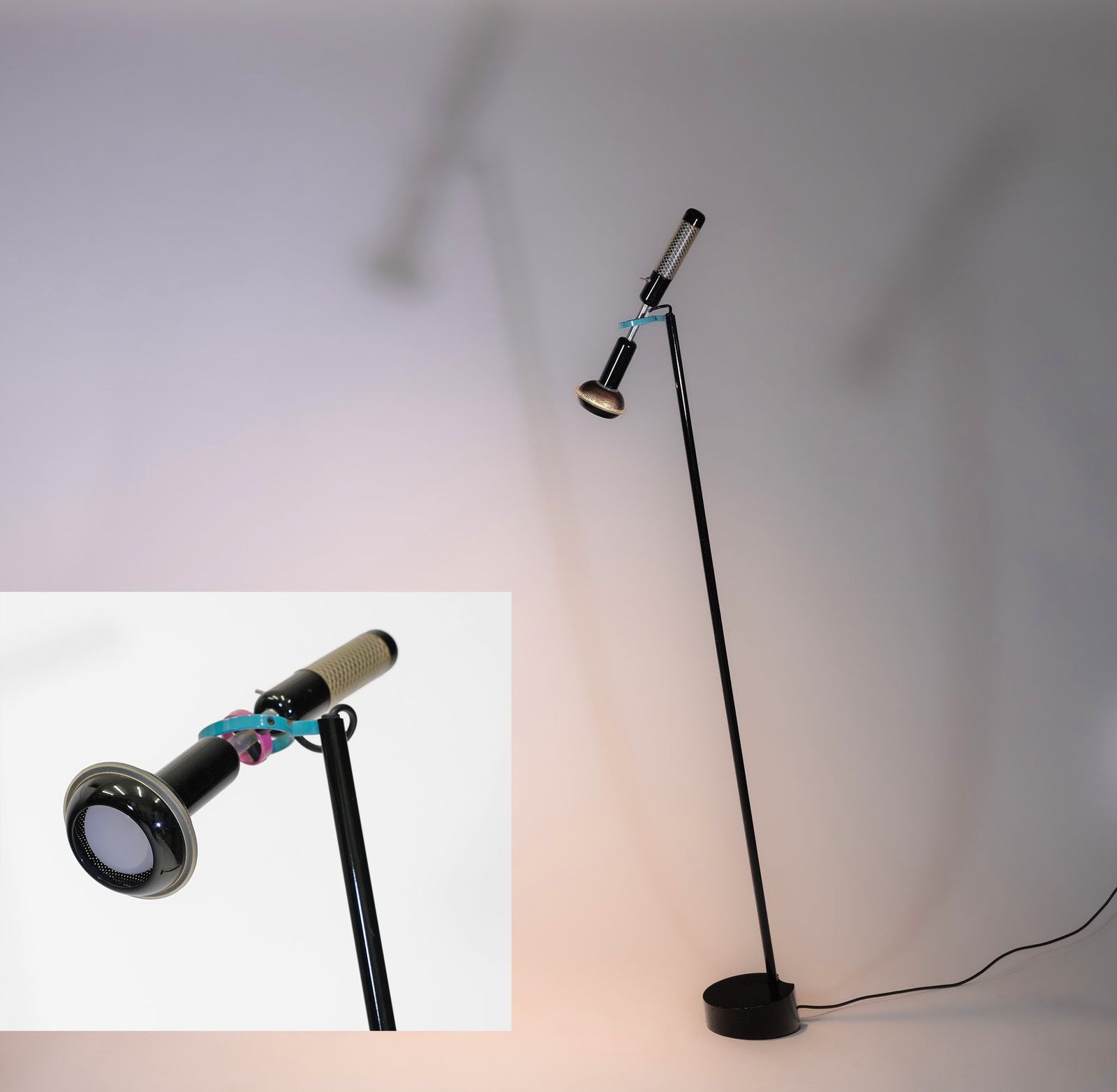 Postmodern Black Grip Floor Lamp By Achille Castiglioni For Flos, Italy 1980s