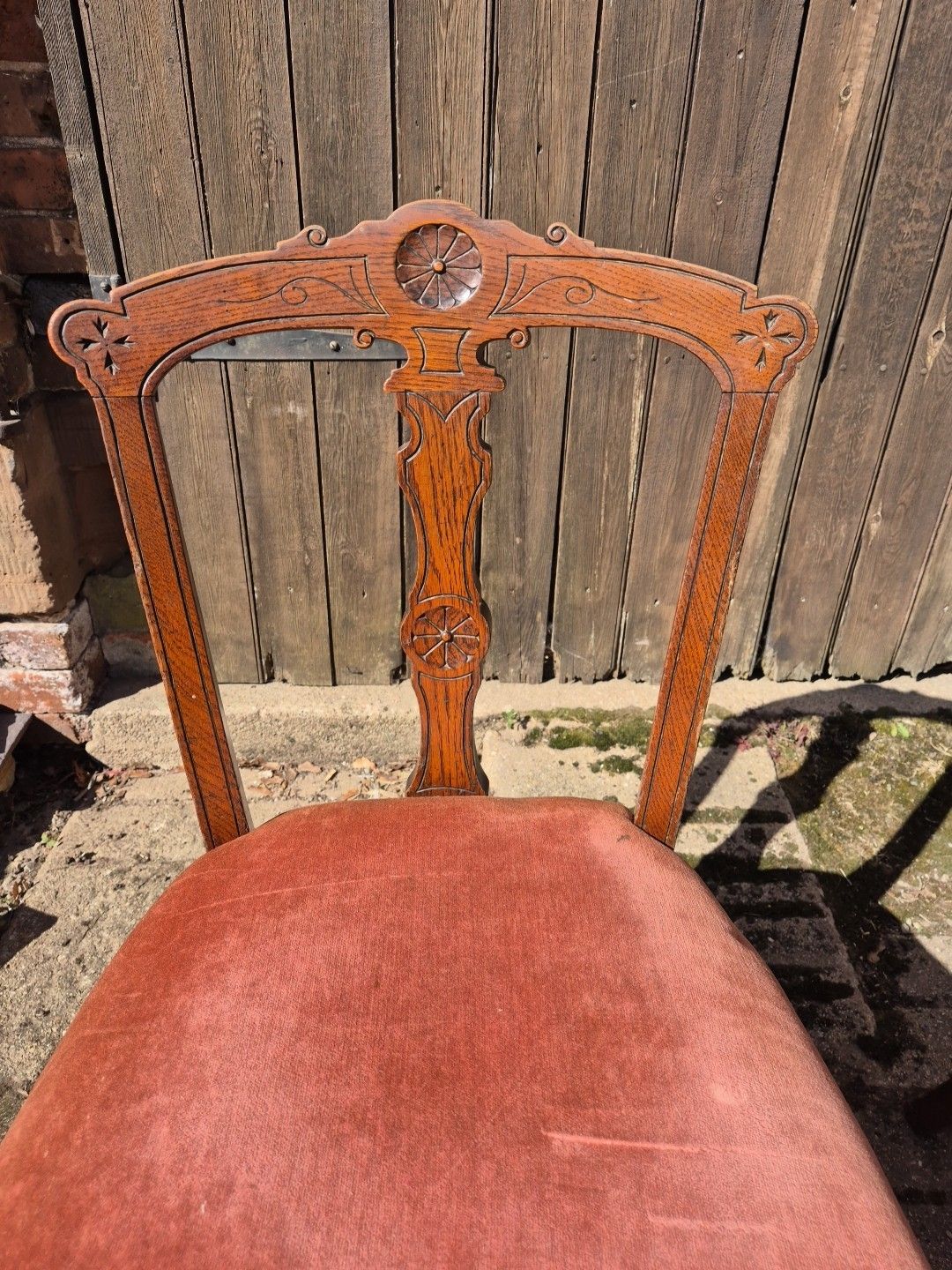 Gorgeous Pair Of Oak Framed Antique Dining/Bedroom/Occasional Chairs photo Furniture