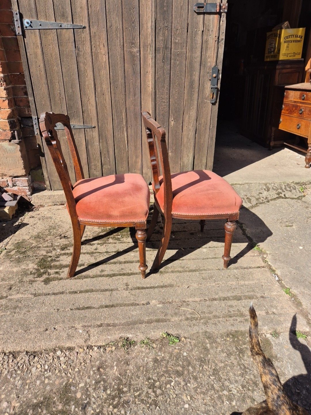 photo for sale Gorgeous Pair Of Oak Framed Antique Dining/Bedroom/Occasional Chairs