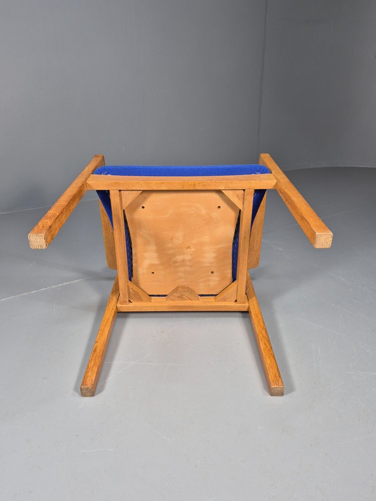 Vintage Danish Mid Century Armchair, Blue Cloth, Oak Frame 1970s Mcm Eb9381 Mdin photo buy