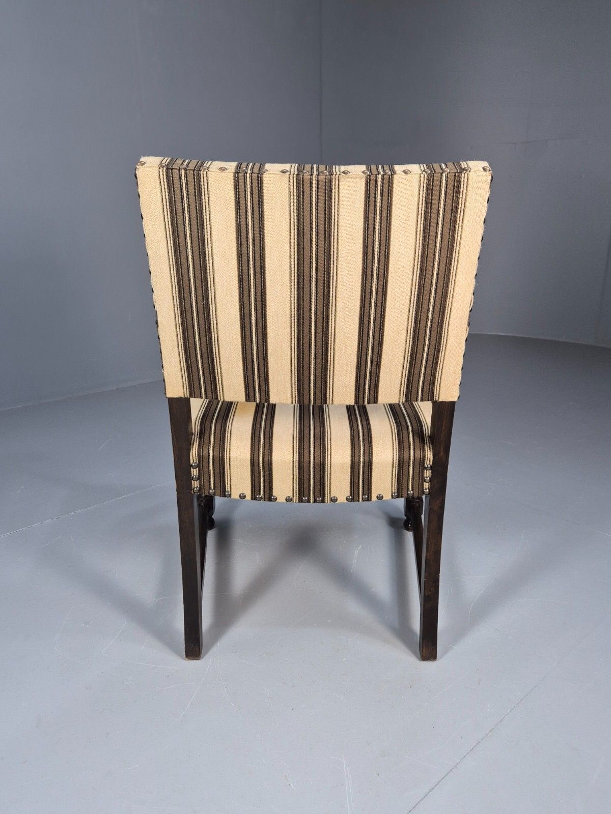 Furniture Vintage Danish Baroque Style Elbow Chair Striped Wool Upholstery Eb8980 Vcar photo