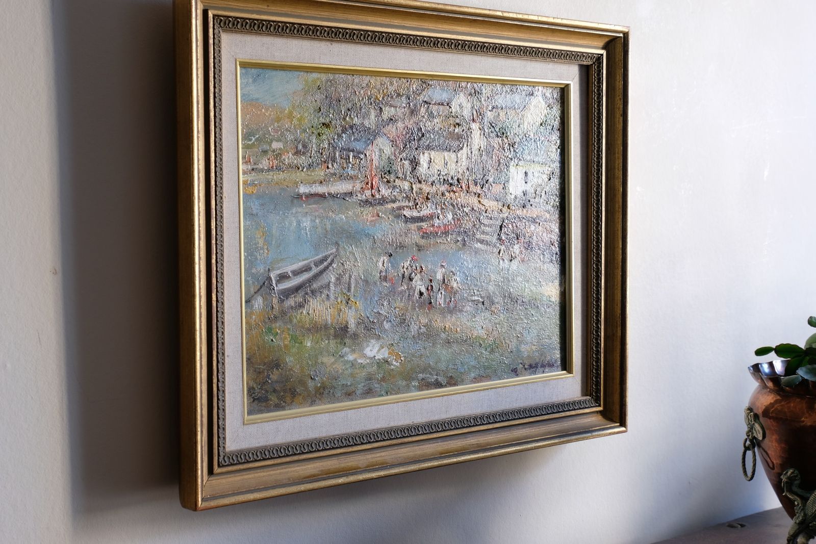 Oil On Canvas By Ira Englefield   Life On The River photo vintage