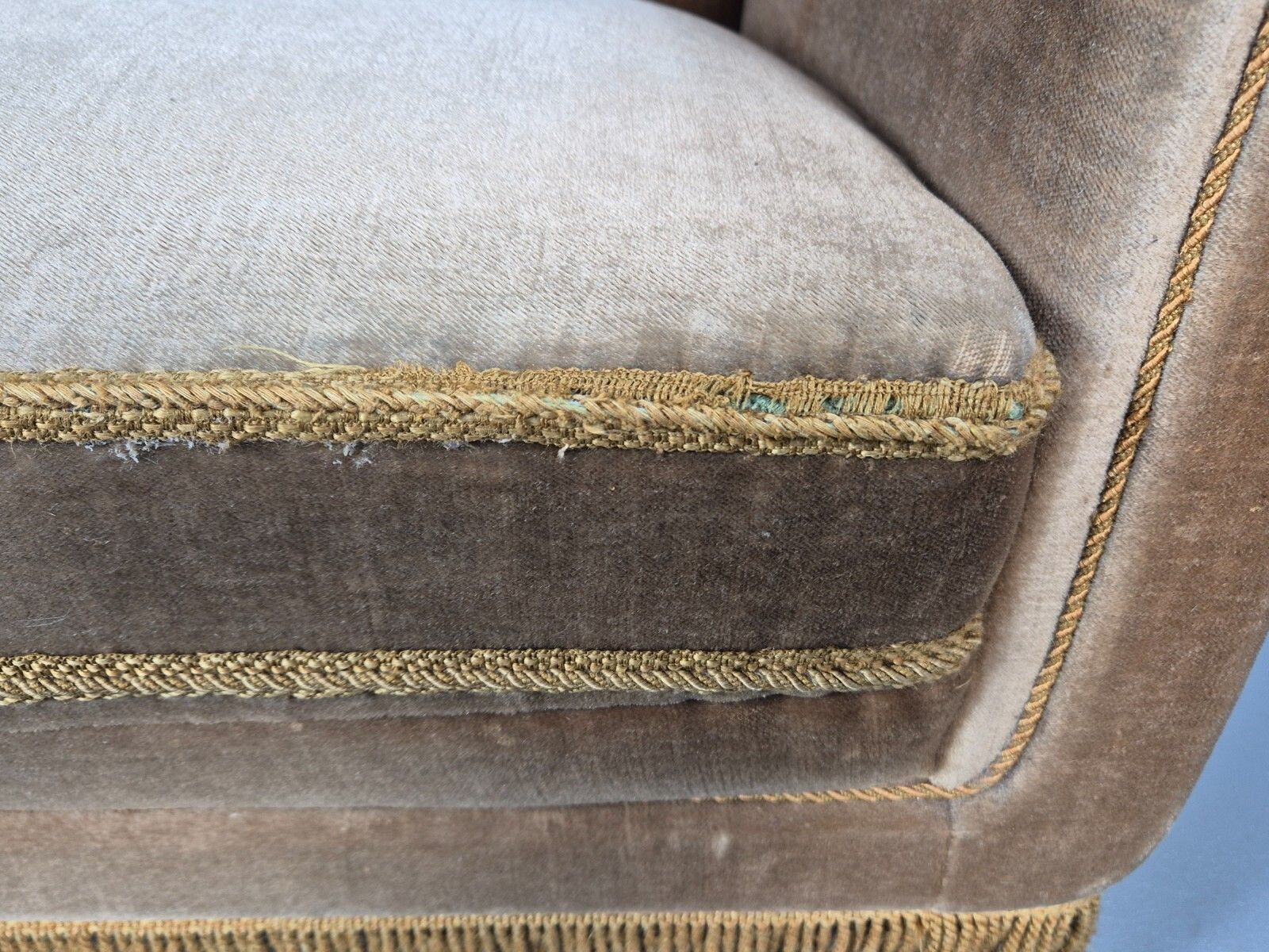 Vintage Danish Lounge Chair Gold Velour Tassels 1960s Retro Mcm Eb8947 Vclo photo 379.0