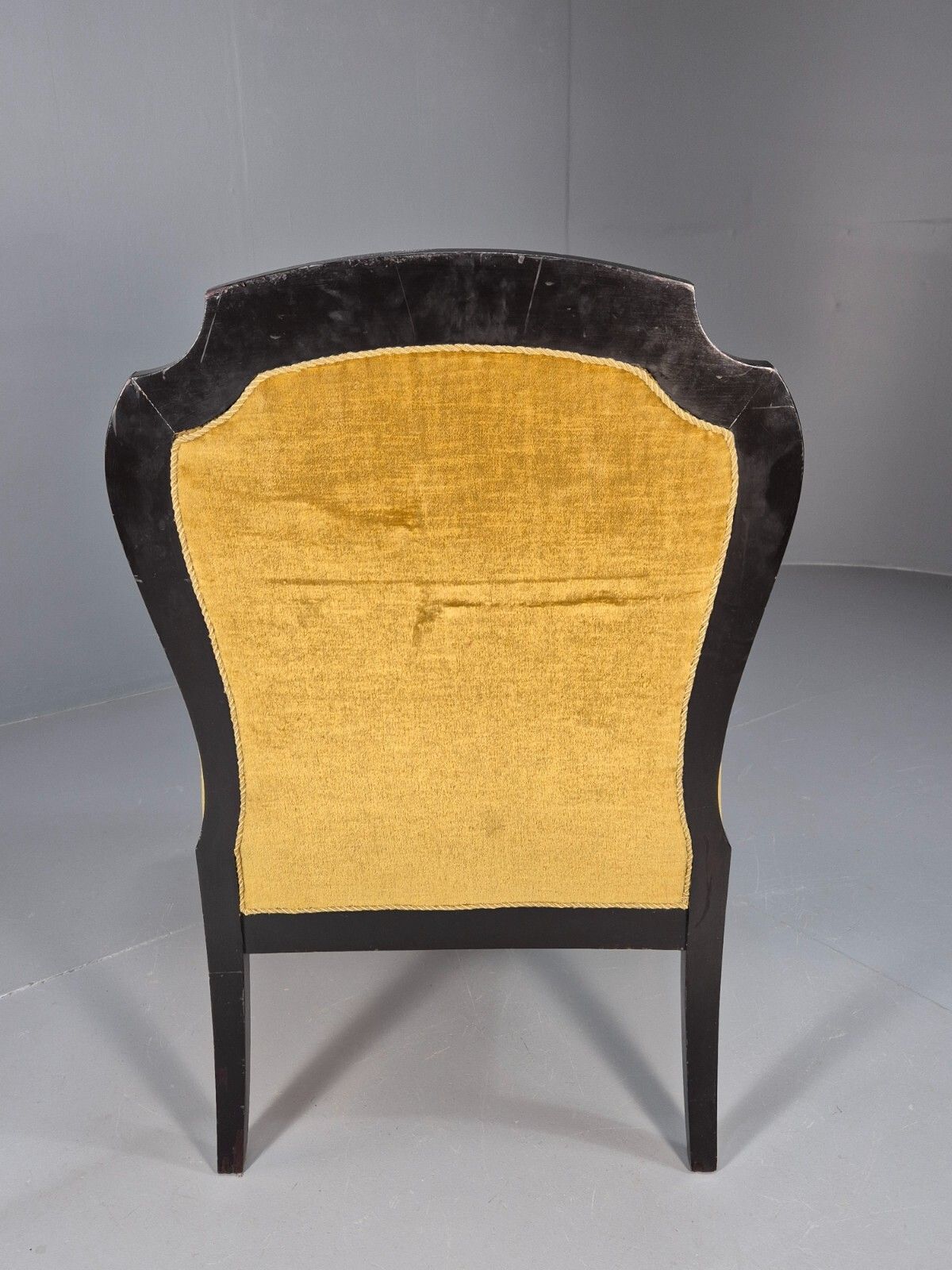 photo buy Vintage Danish Lounge Chair Gold Velour Wood Frame Empire Style Eb8933 Vclo