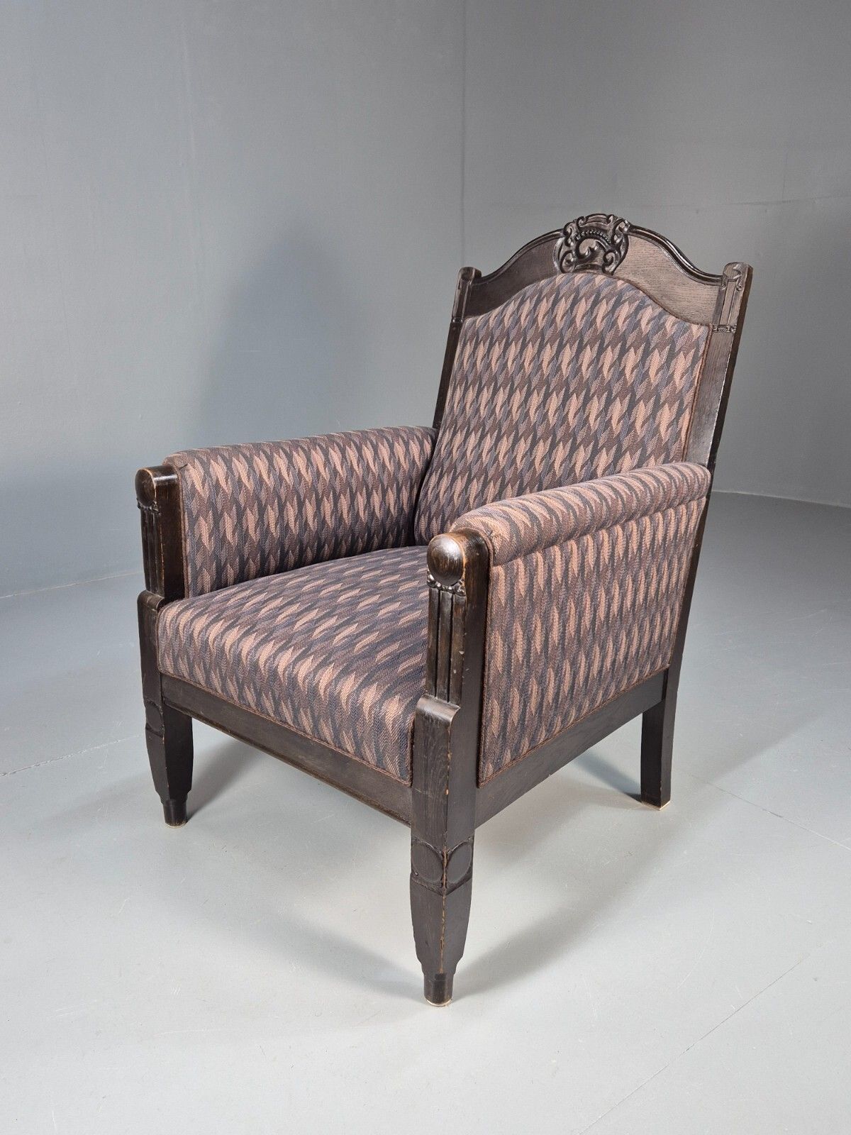 Vintage Danish Lounge Chair Purple Hue Oak Frame Empire Antique  Eb8920 Vclo