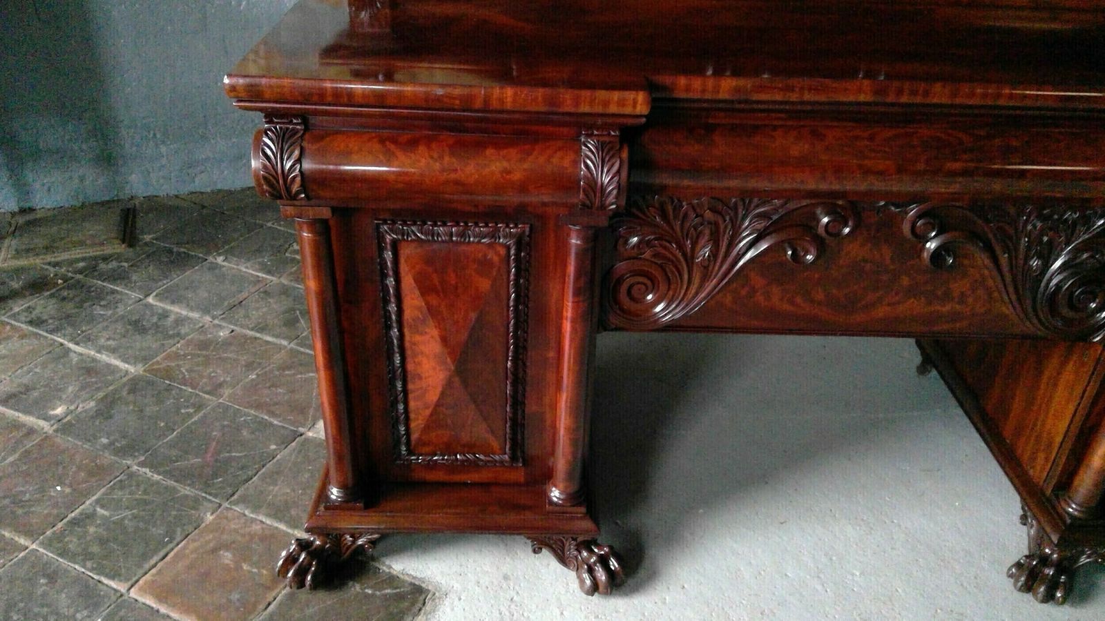 A Fine Luculentus Regency Neo Classical Architectural Designed Plum Pudding Mahogany Dining Room Buffet Sideboard Of Tastefull Elegant Proportions. photo furniture