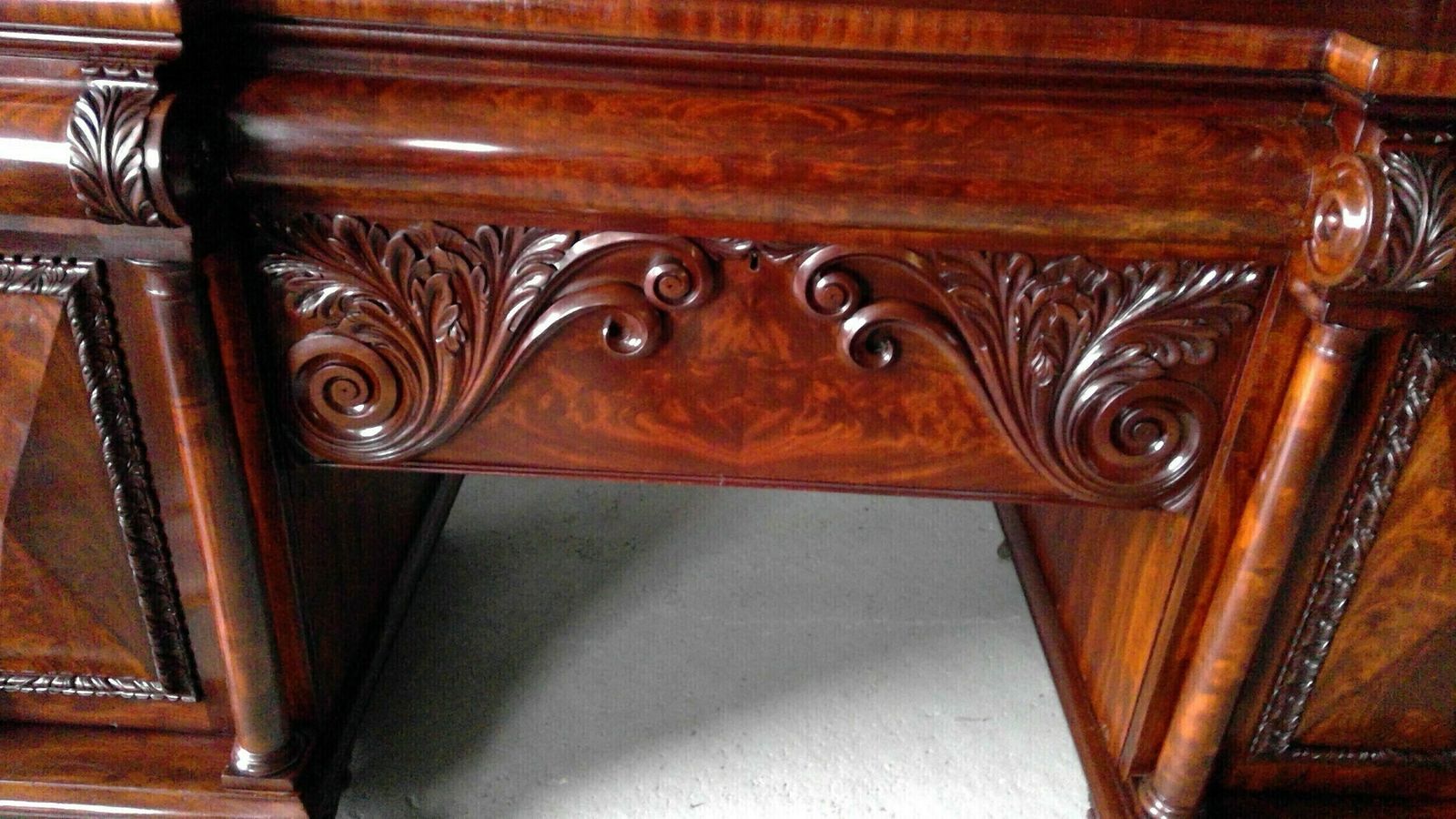 A Fine Luculentus Regency Neo Classical Architectural Designed Plum Pudding Mahogany Dining Room Buffet Sideboard Of Tastefull Elegant Proportions. photo for sale