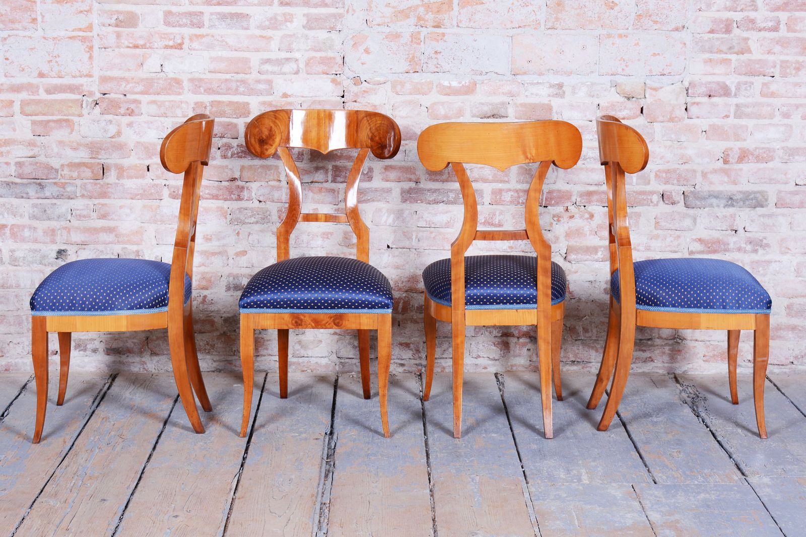 photo for sale Set Of Four Restored Biedermeier Cherry Wood, Revived Polish, Austria, 1820s