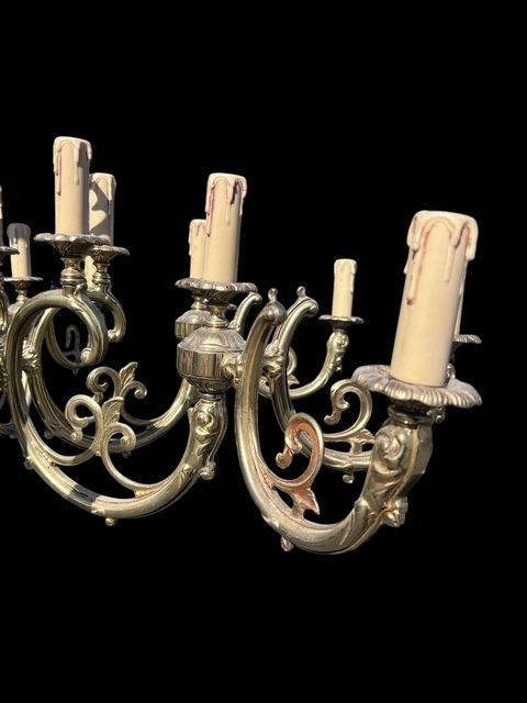 Large French 24 Light Heavy Good Quality Antique Brass Chandelier photo Lighting