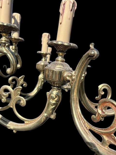 photo for sale Large French 24 Light Heavy Good Quality Antique Brass Chandelier