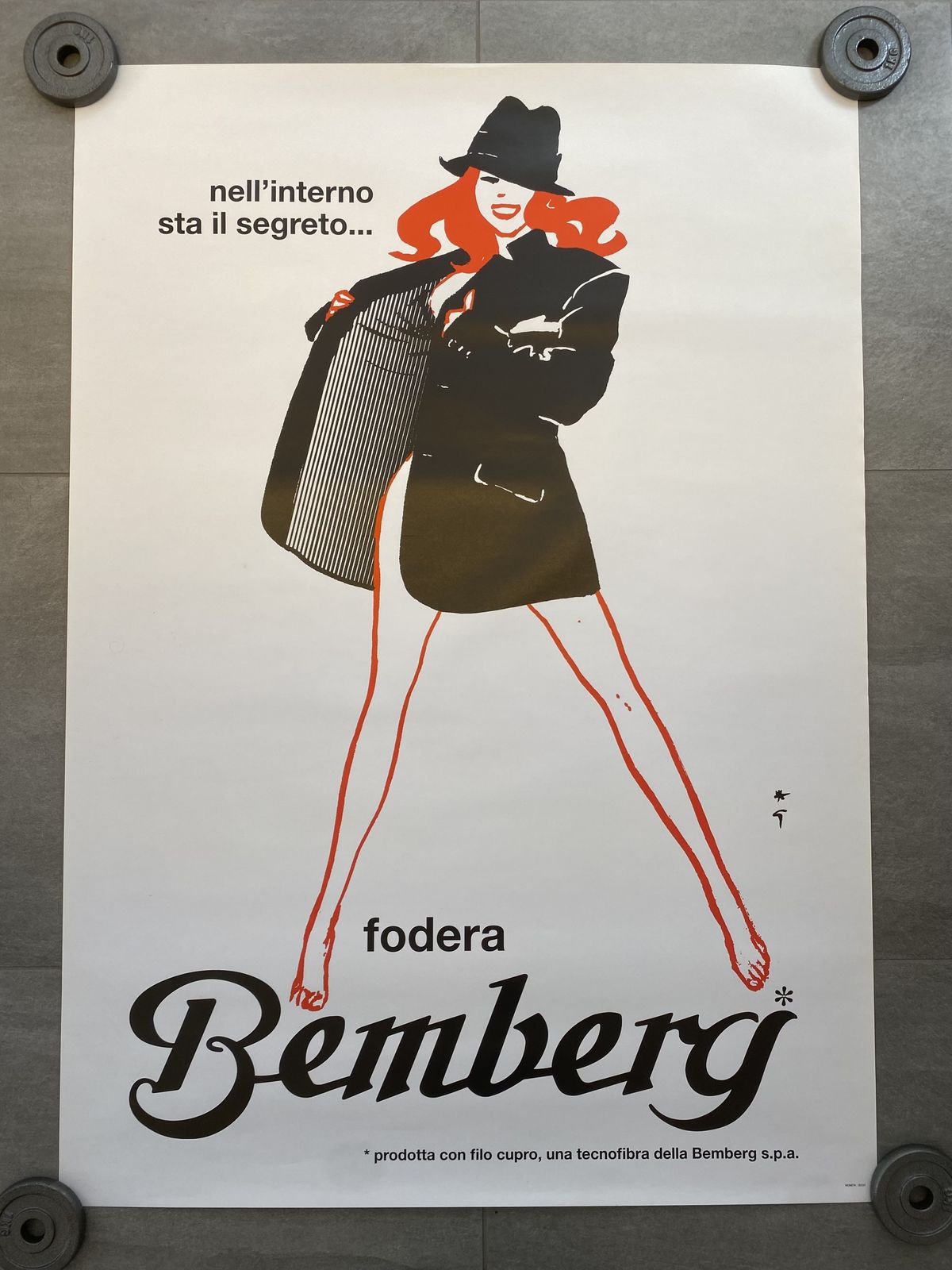 photo furniture René Gruau, C.A. 1970s   Fodera Bemberg   Original Vintage Affiche Cm 140 X 100