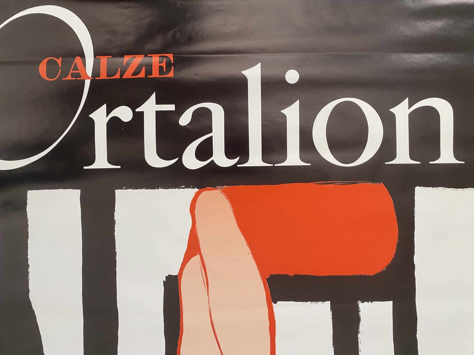 photo furniture Rene Gruau, C.A. 1970s   Calze Ortalion   Original Advertising Vintage Poster Printed In Offset Lithography   Cm 140 X 100   In 55,1 X 39,4