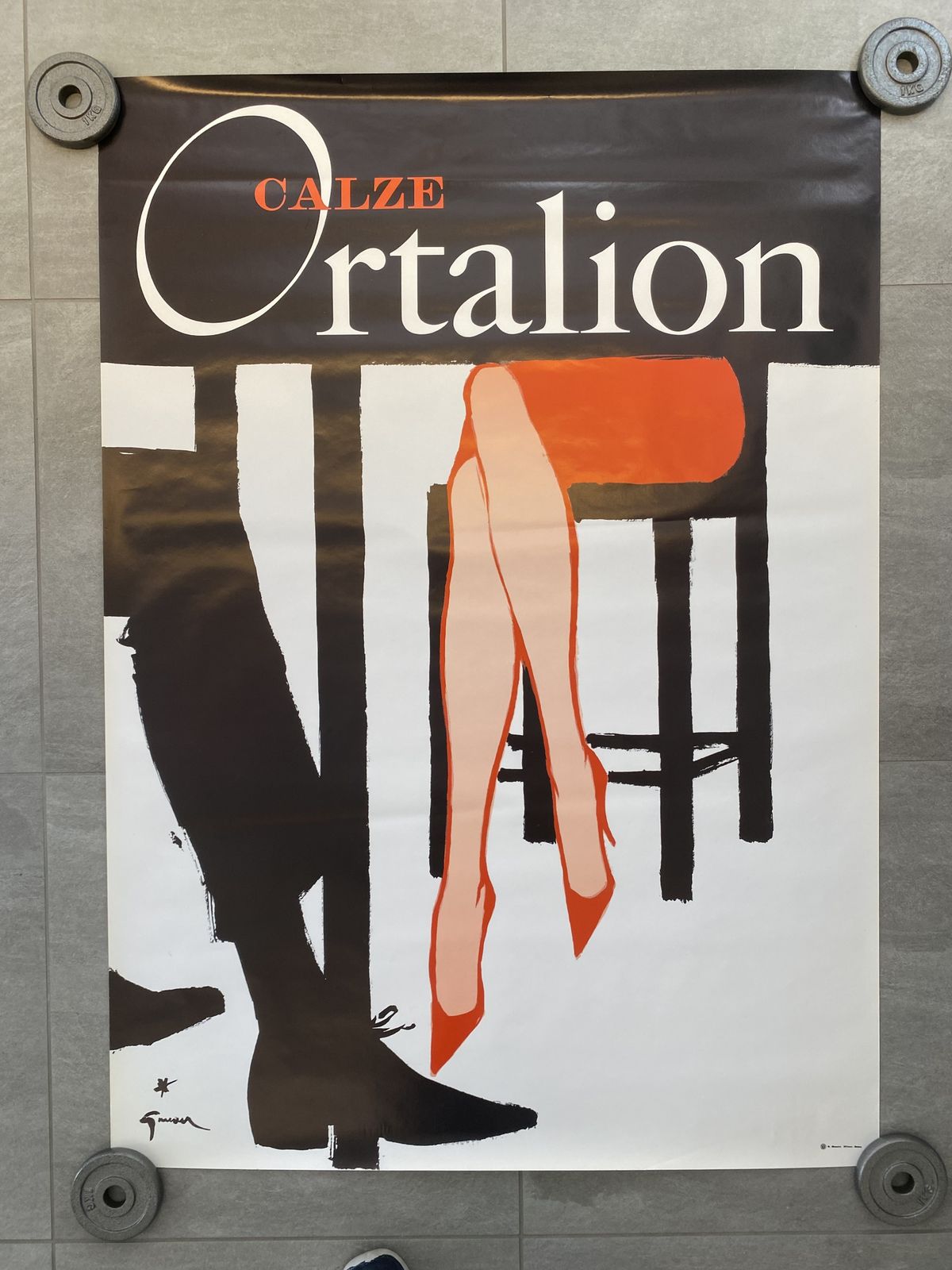 500.0 Rene Gruau, C.A. 1970s   Calze Ortalion   Original Advertising Vintage Poster Printed In Offset Lithography   Cm 140 X 100   In 55,1 X 39,4 photo