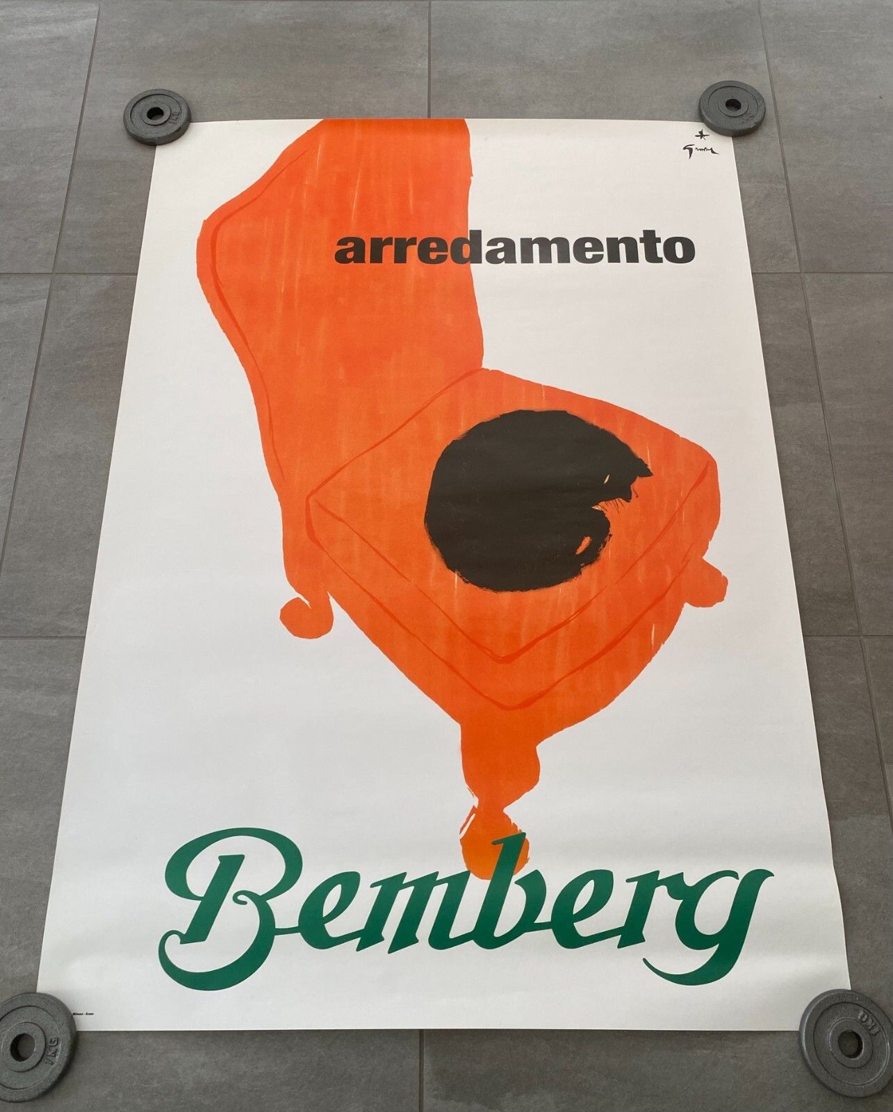 Rene Gruau, C.A. 1970s   Arredamento Bemberg   Original Advertising Vintage Poster Printed In Offset Lithography   C.A. Cm 140 X 100 photo furniture