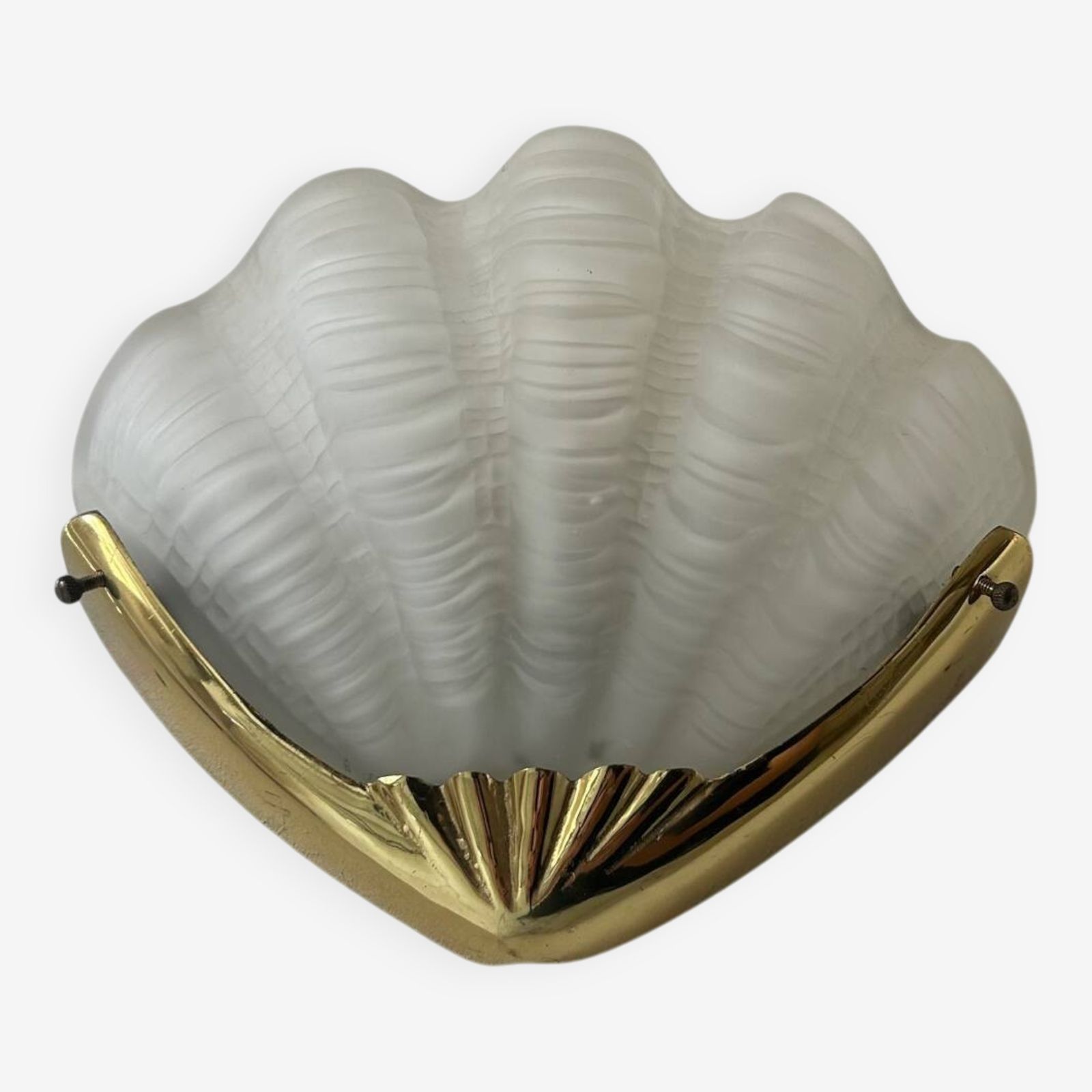 Vintage Wall Lamp, Brass And Sandblasted Glass, France 1960