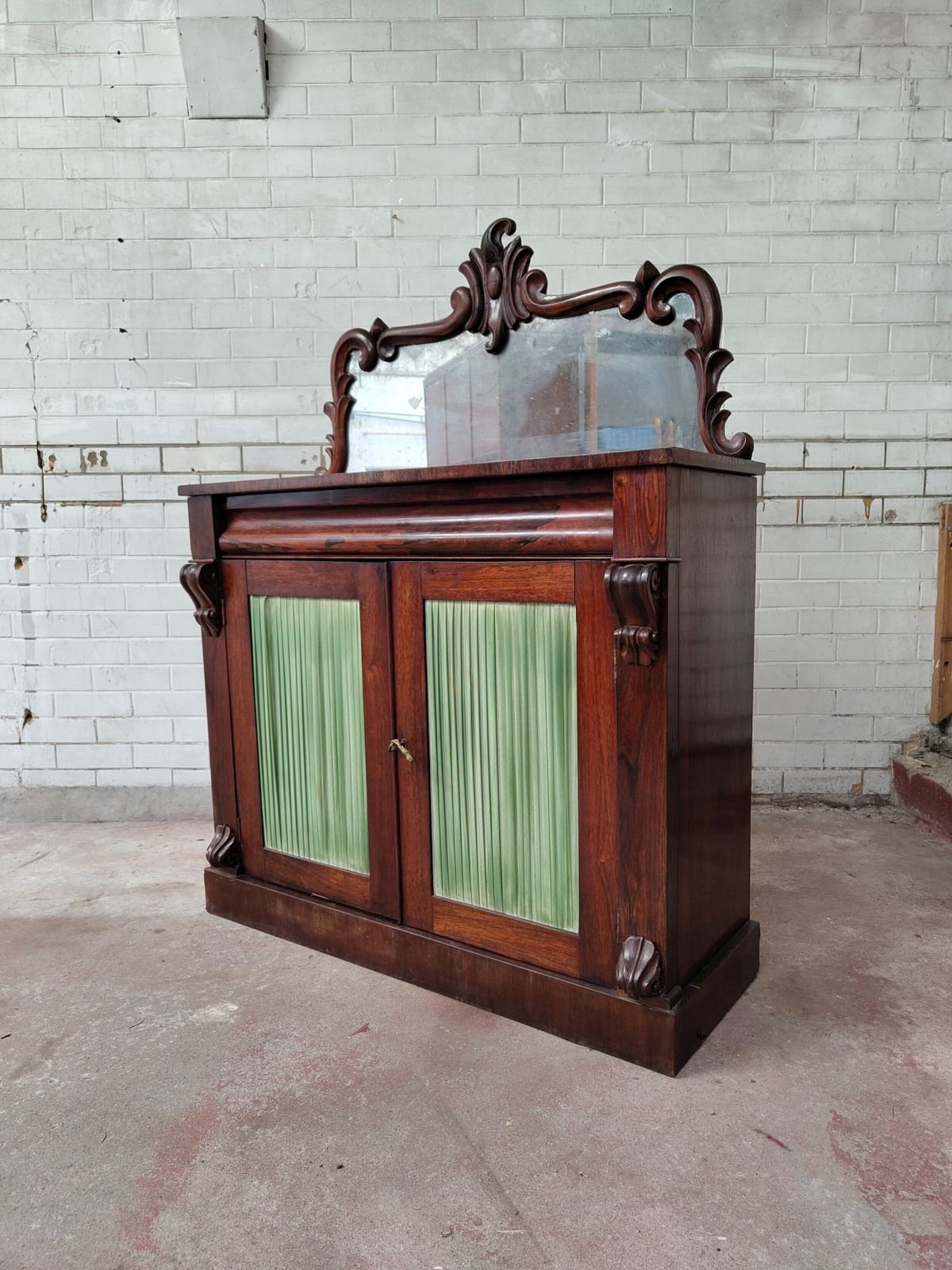 Antique Country House Regency Rosewood Chiffonier With Distressed Mirror