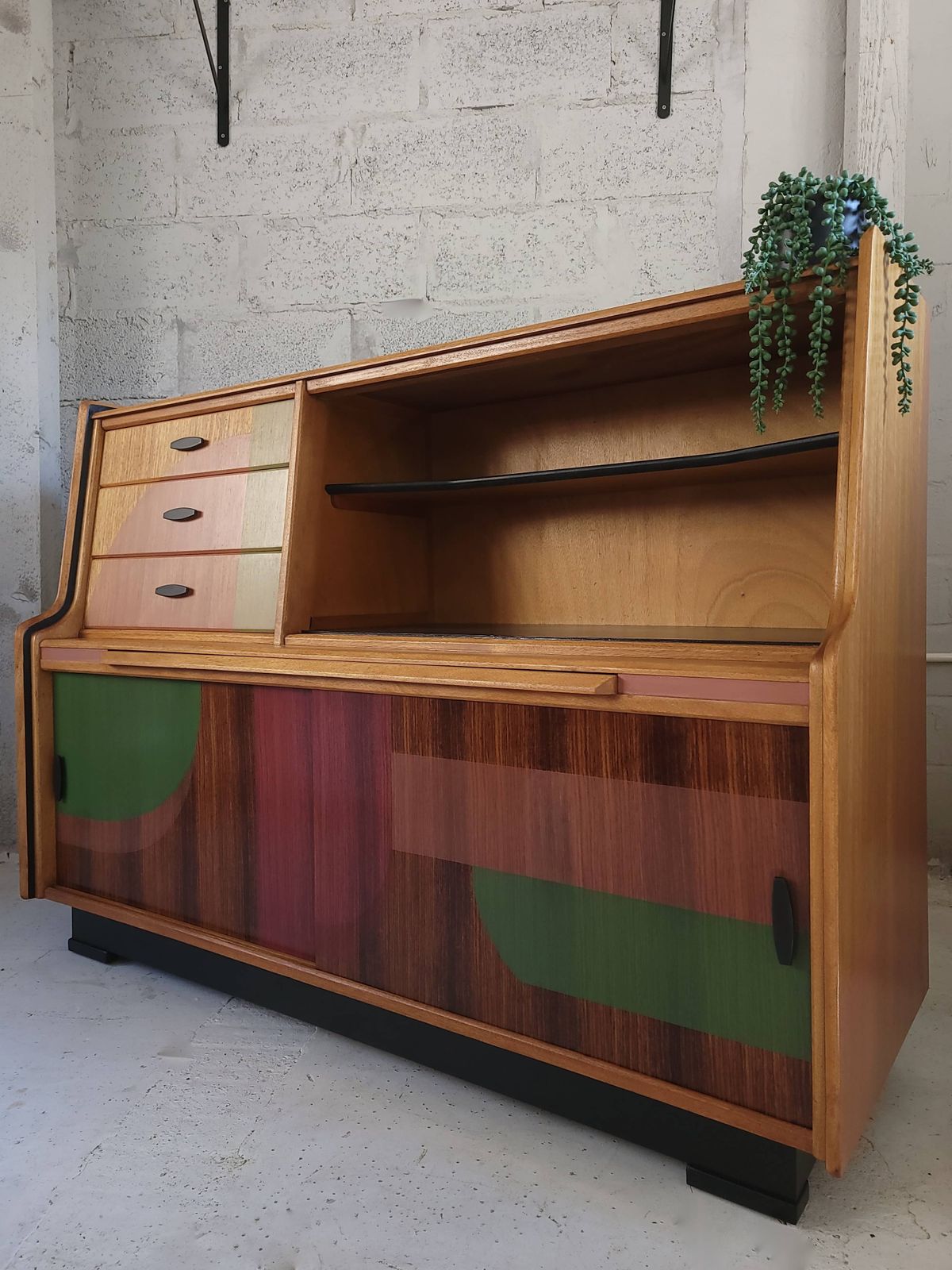 Mid Century Teak Sideboard With Geometric Design photo Furniture