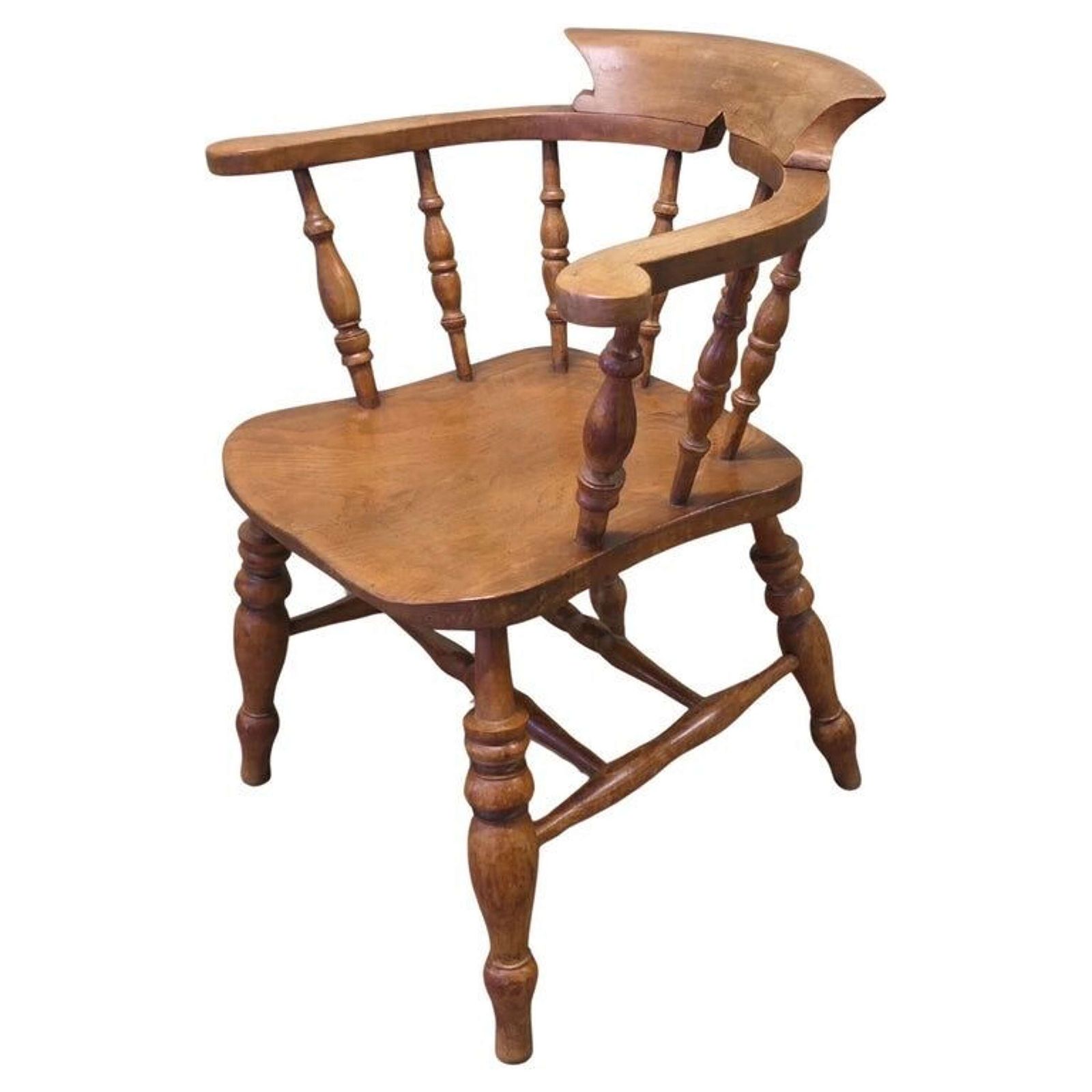 19th Century Elm And Beech Smokers Bow Office Or Desk Chair