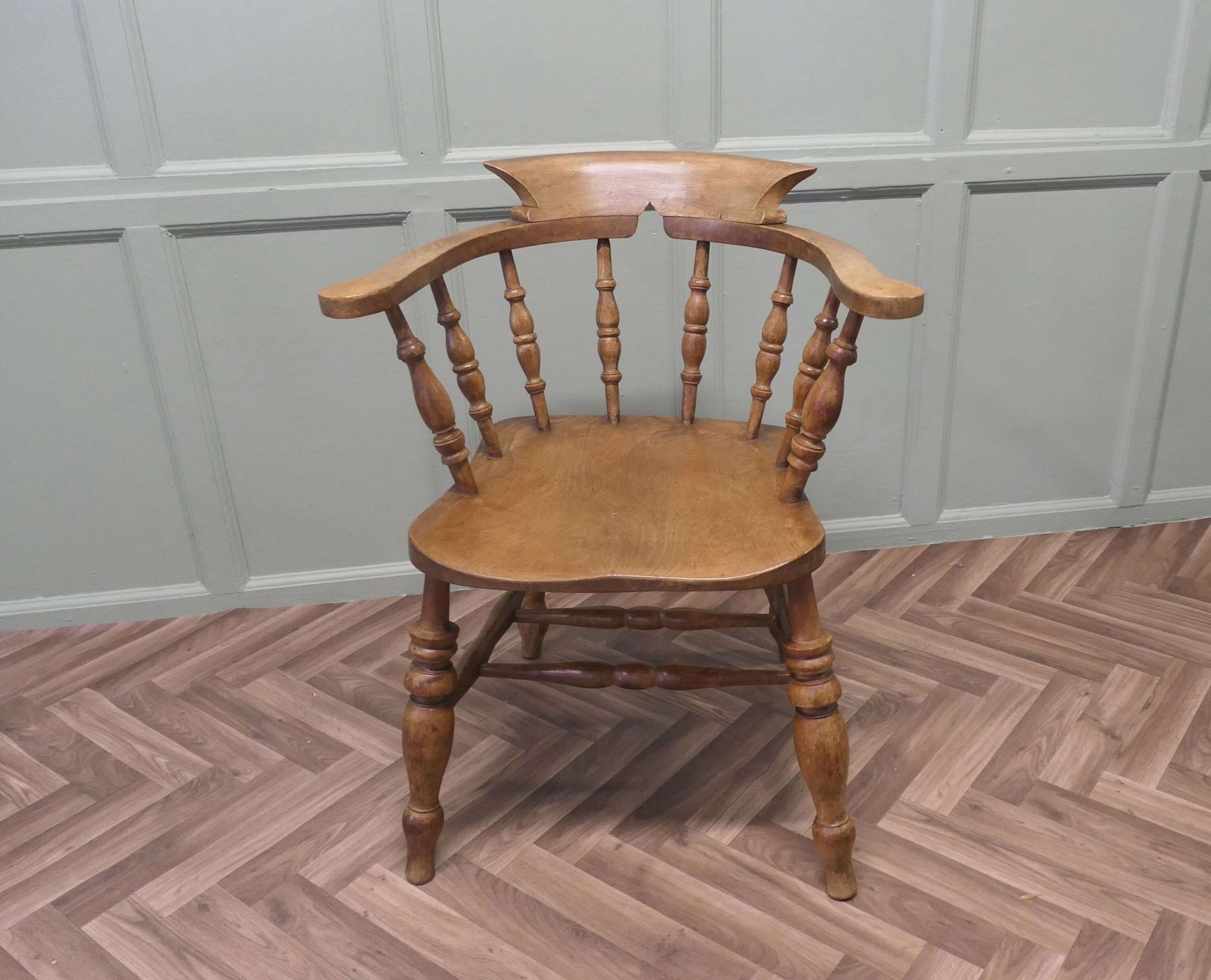19th Century Elm And Beech Smokers Bow Office Or Desk Chair photo furniture