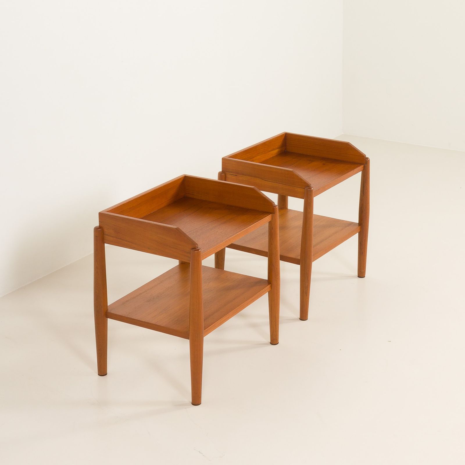 photo for sale Pair Of Mid Century Minimalist Nightstands, Bedside Tables In Solid Teak, Denmark 1970s