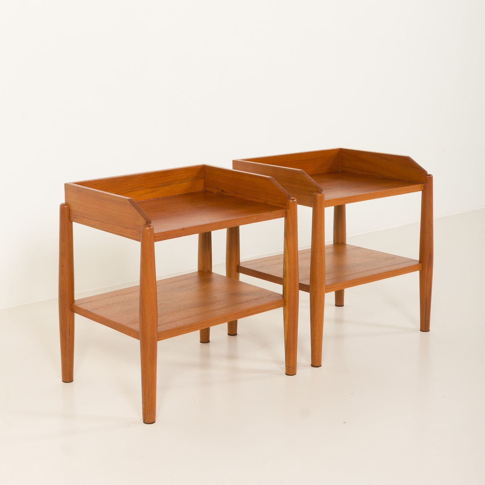 photo buy Pair Of Mid Century Minimalist Nightstands, Bedside Tables In Solid Teak, Denmark 1970s