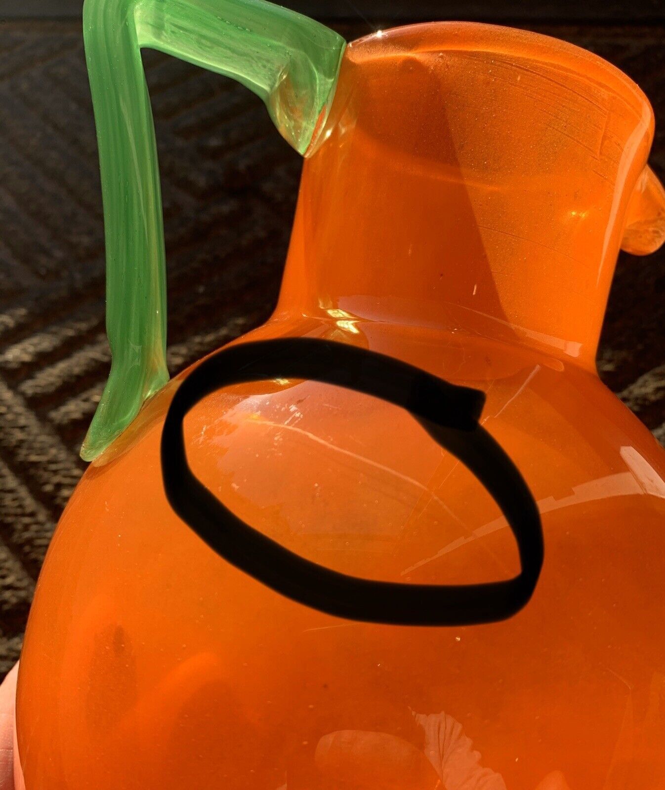 photo for sale Art Deco Charles Schneider Orange Tango Glass Lemonade Jug & Tumbler Set Antique