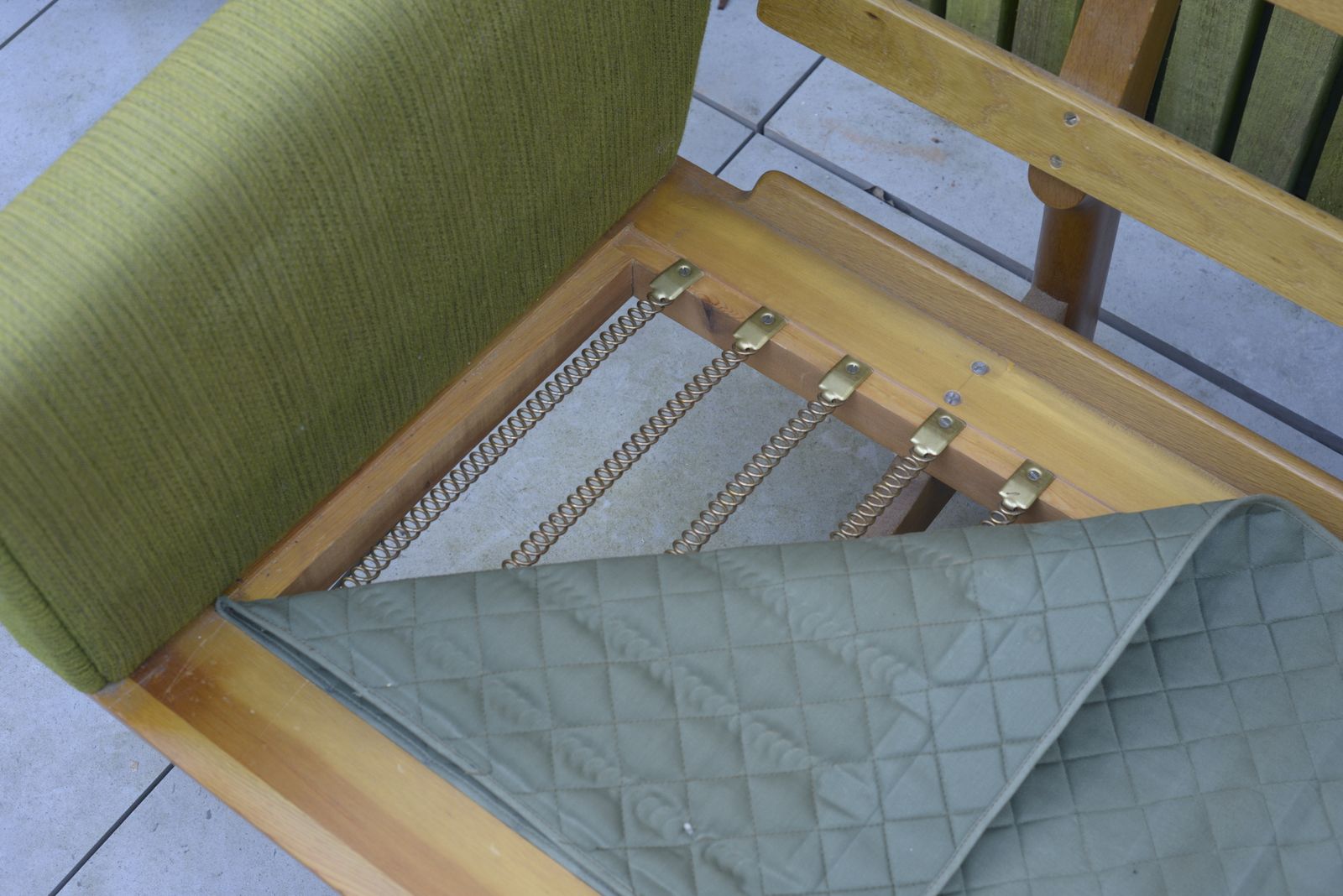 Hans Wegner, Ge236 Getama Sofa. In Oak And Green Wool Upholstery. Danish, 1950s. photo Furniture