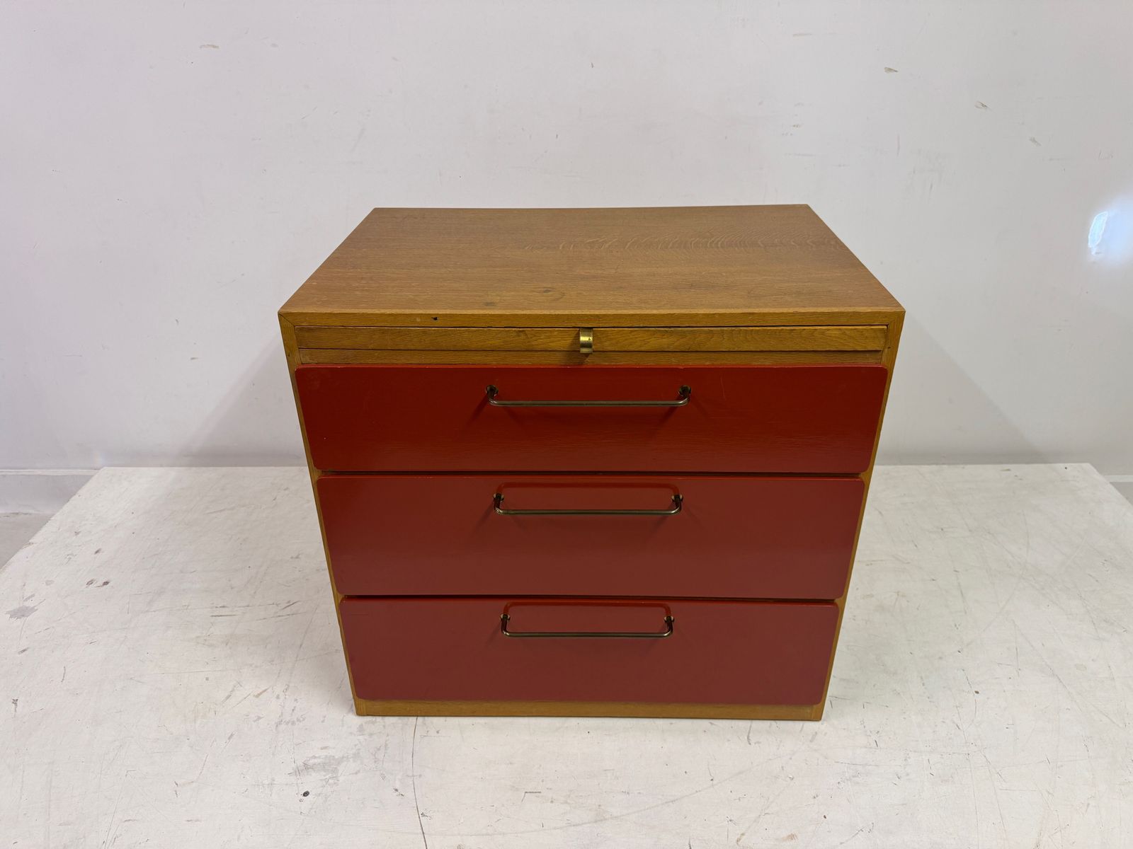photo for sale 1960s Red Chest Of Drawers With Pull Out Slide By Heals