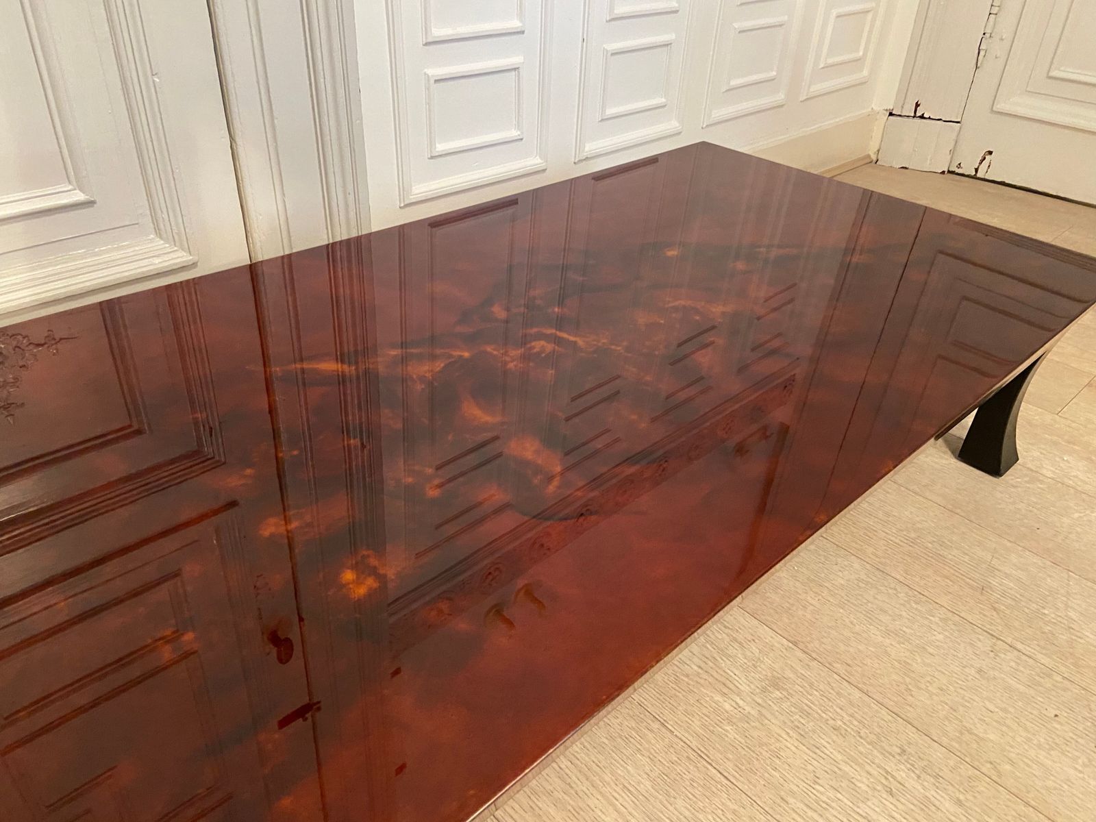 Coffee Table, Red And Gold Lacquer, 1970s photo for sale