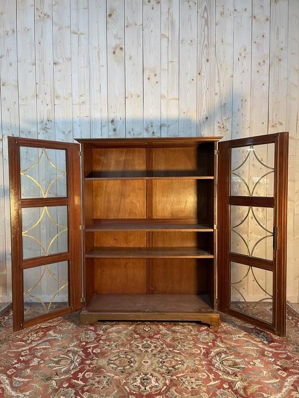 photo furniture Bibliothèque   Vitrine Anglaise En Acajou Et Laiton