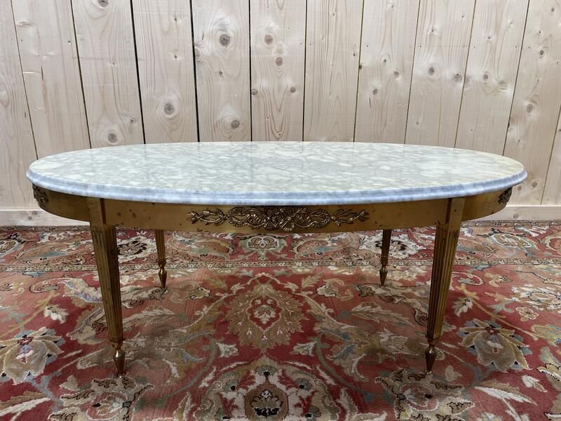 Table Basse Ovale De Style Louis Xvien Laiton Et Marbre
