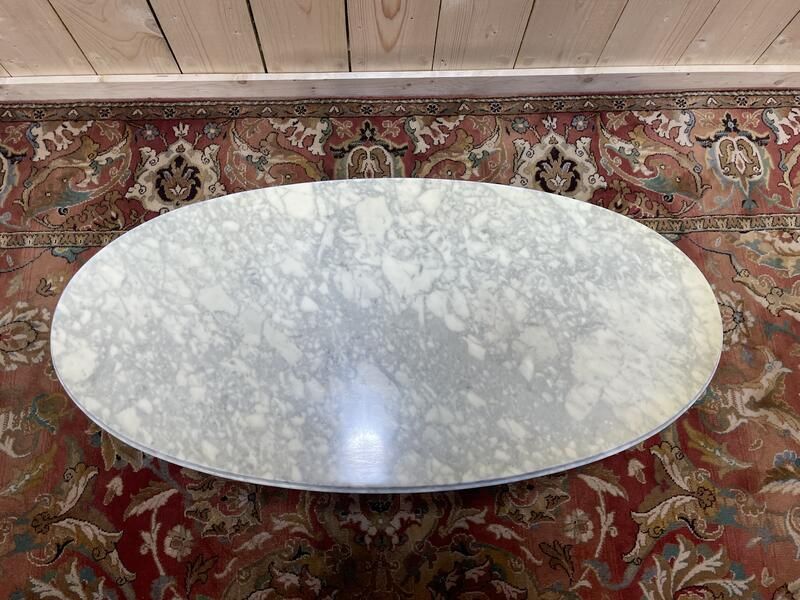Table Basse Ovale De Style Louis Xvien Laiton Et Marbre photo vinterior