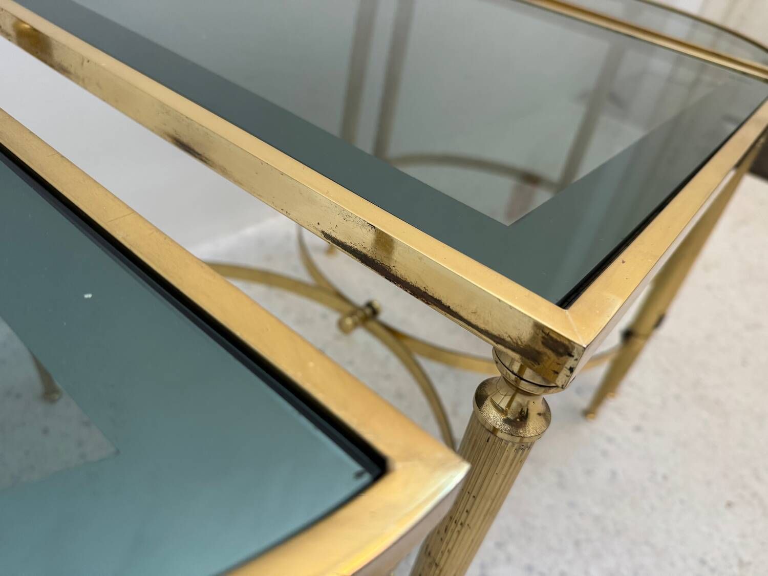 photo vinterior Neo Classic Coffee Table In Brass And Smoked Glass