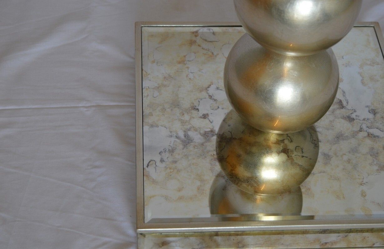 Set Of 2   Gold Leaf And Antique Glass Side Table photo for sale
