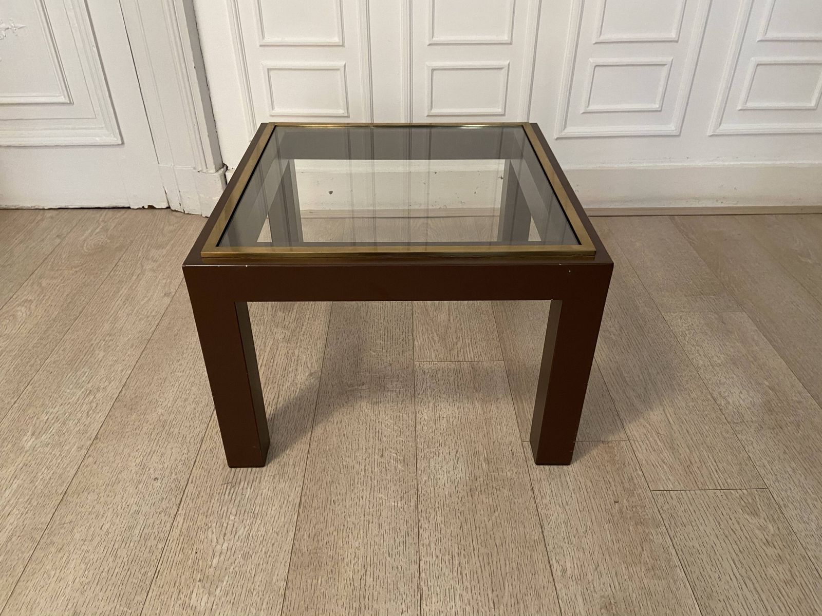 Brown Laqué Steel Coffee Table, Belgium, 1980 photo vintage