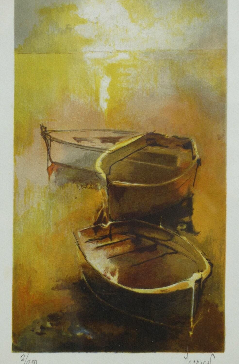 Lithograph Of A Marine Painting Signed And Framed By Massagat photo Art