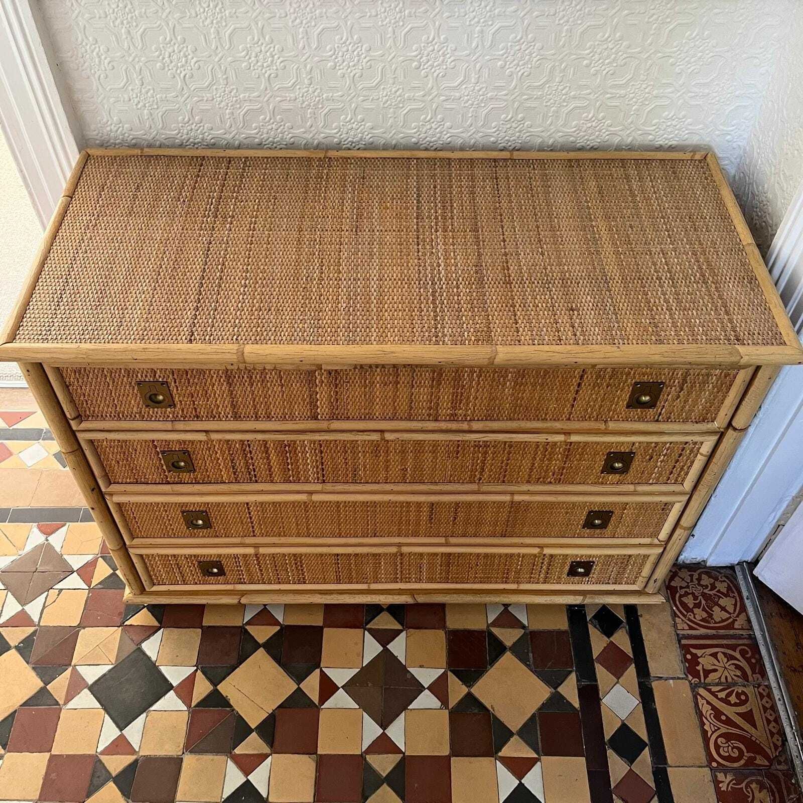 Italian Dal Vera Rattan & Bamboo Chest Of Drawers photo Furniture