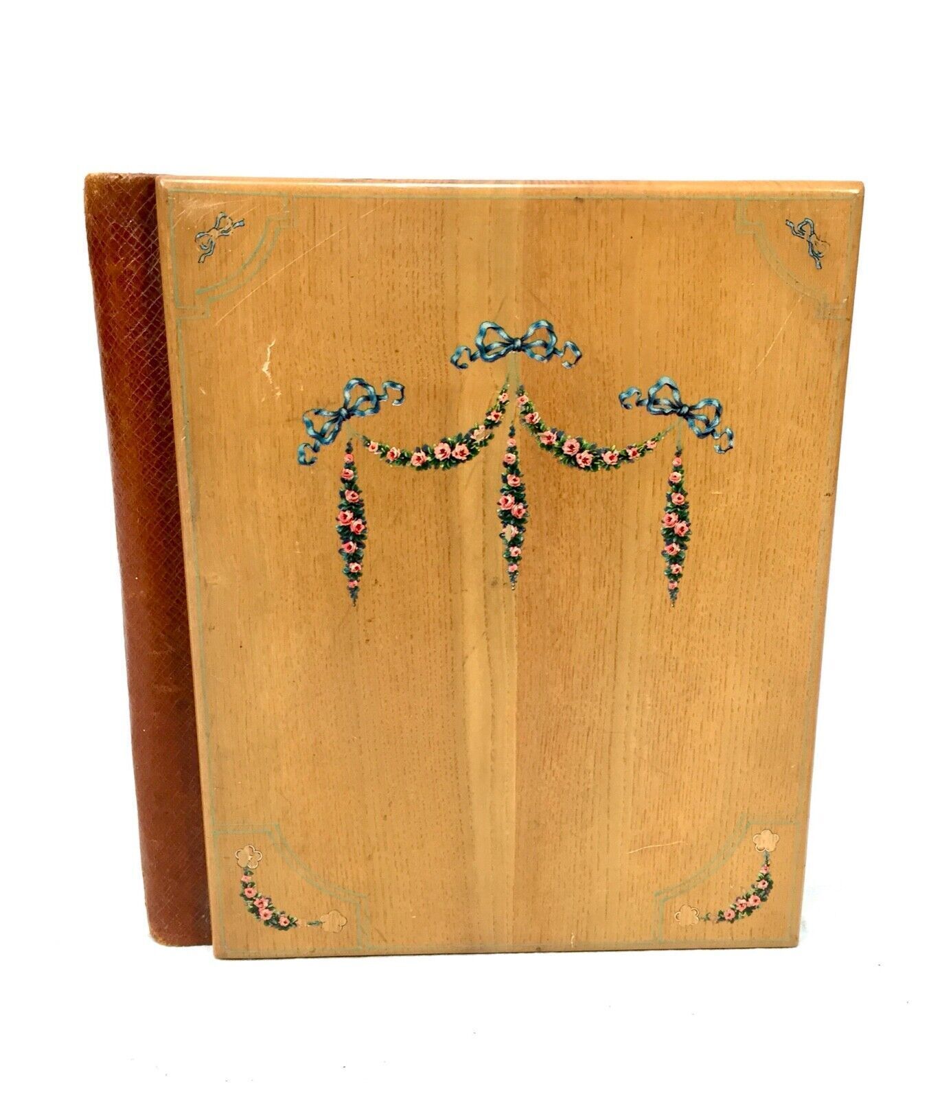 Antique Wooden & Leather Covered Blotter / Notepad Holder C.1900 photo vinterior
