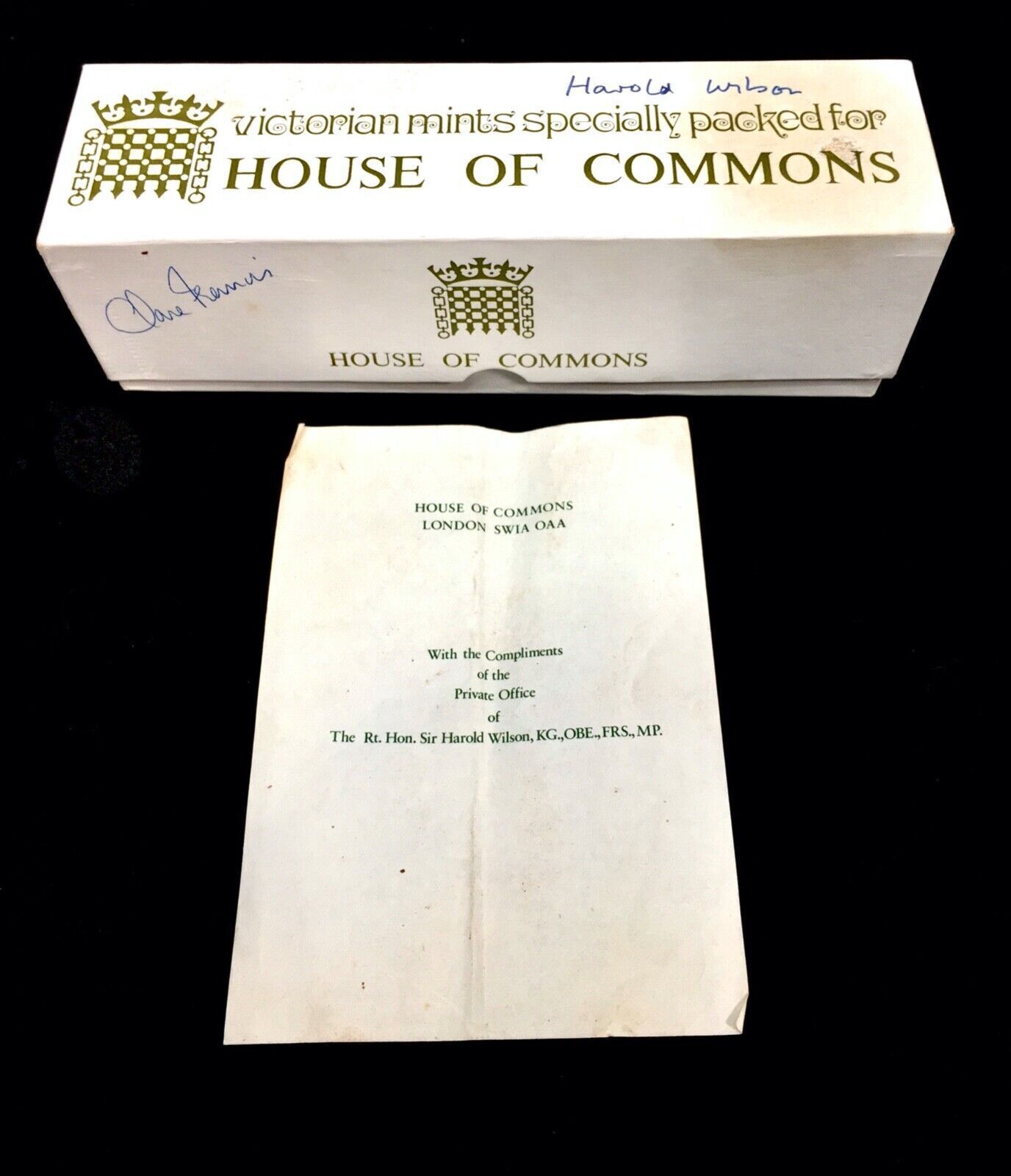 Boxed House Of Commons Chocolates Signed Harold Wilsons Clare Francis 1976 Rare photo furniture