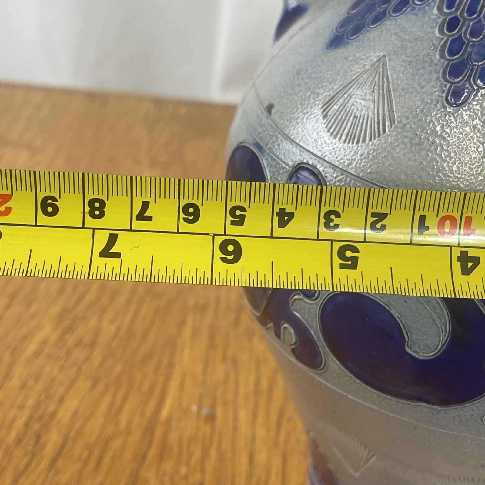 125.0 Antique German Salt Glazed Jug 1 1/2 Pitcher Cobalt Blue 19th Century Stoneware photo
