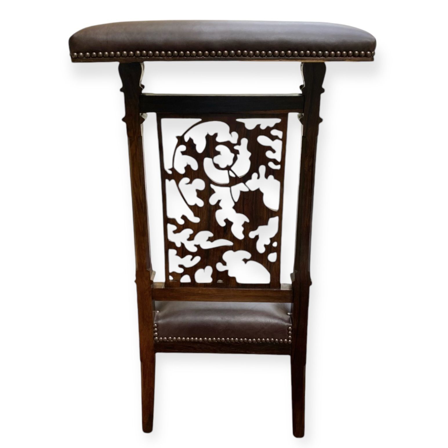 Large Antique French Prayer Chair/ Prie Dieu In  Rosewood With Dark Chocolate Leather Upholstery And Bronze Tacks Fully Restored photo buy