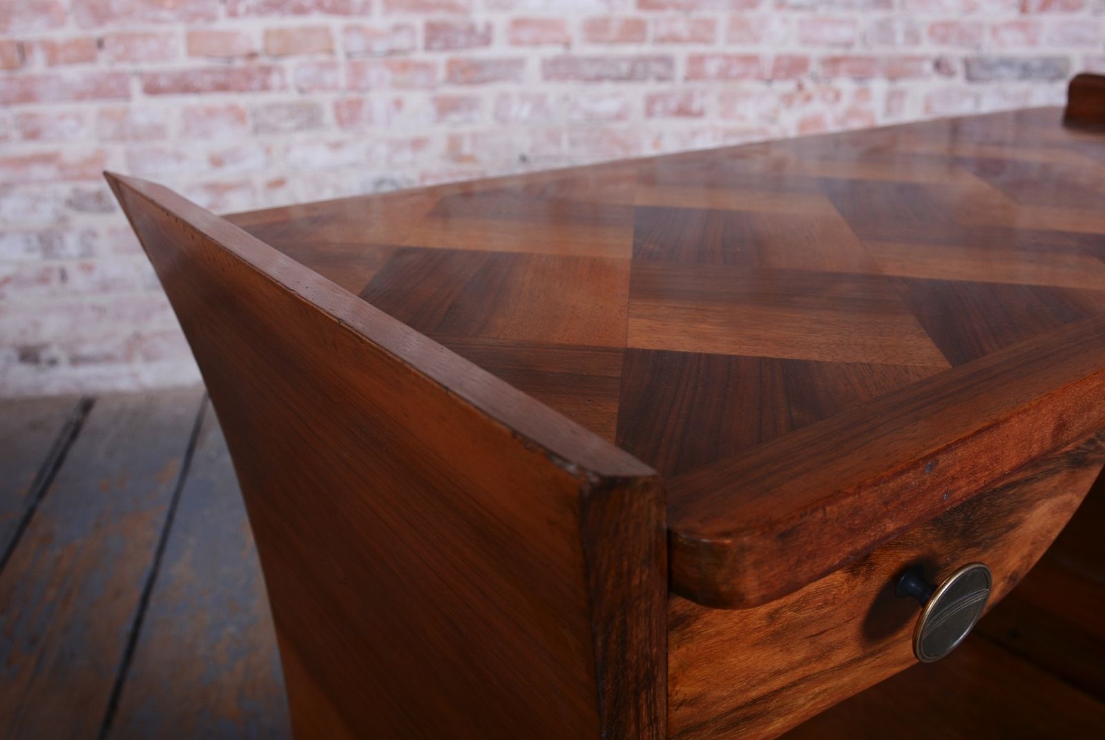 Restored Art Deco Side Table, Walnut, Revived Polish, France, 1920s photo vinterior