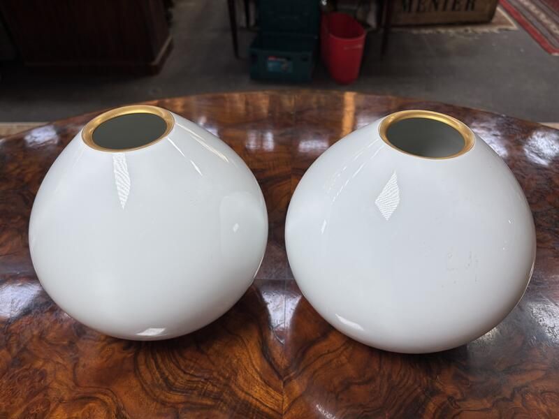 Paire De Vases Boule, 1980s, Porcelain photo 210.0