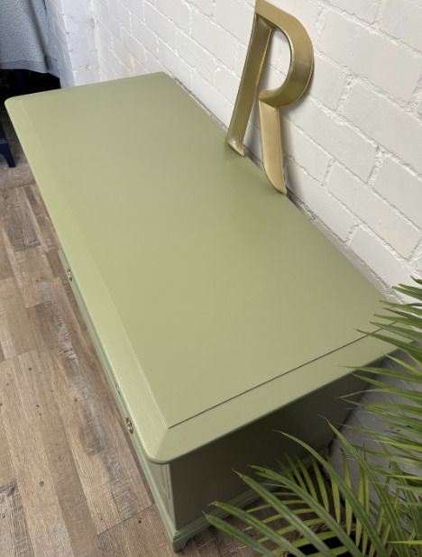 Furniture Stag Minstrel Chest Of 4 Over 2 Drawers Painted Green photo