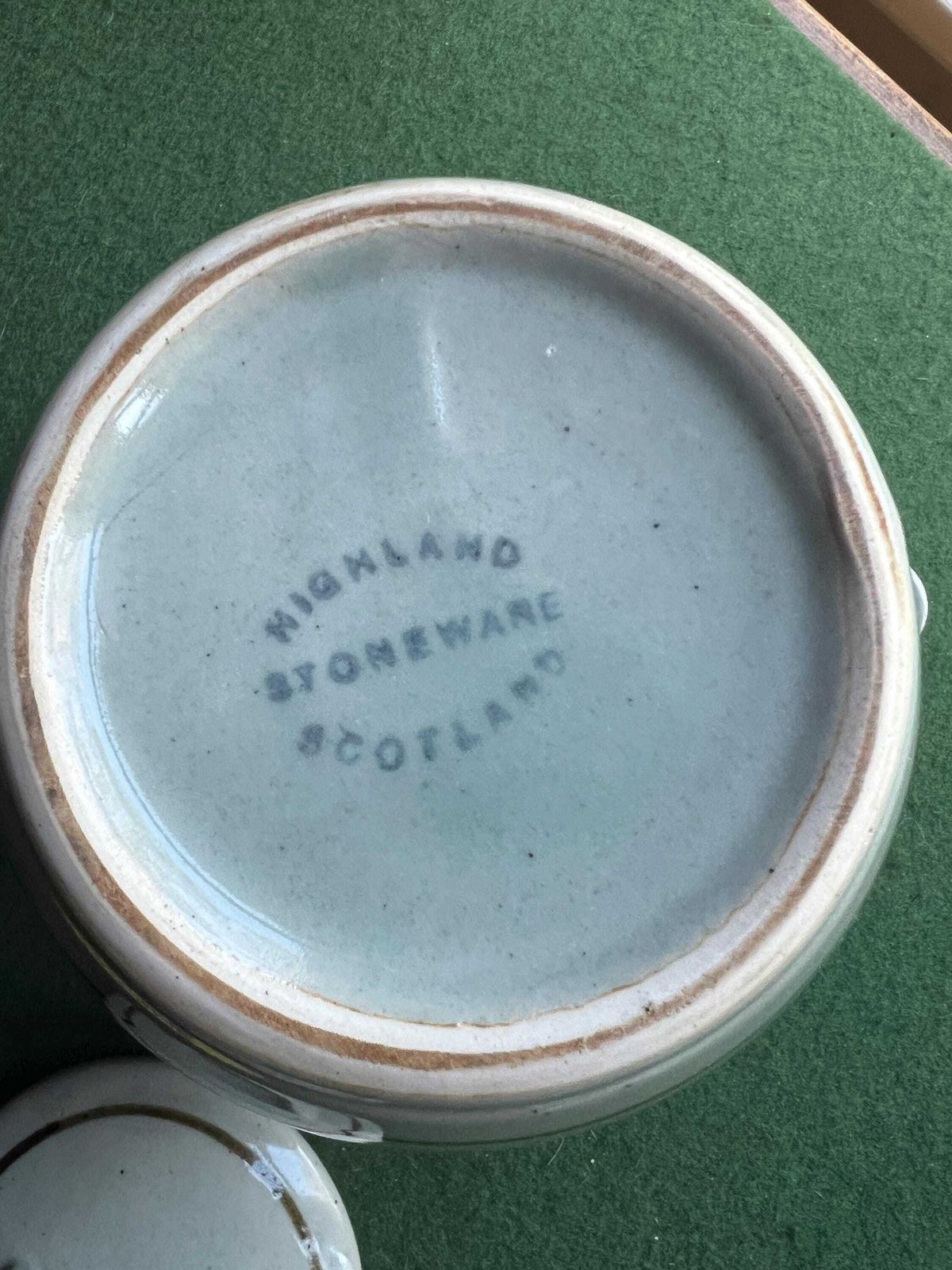 Vintage Stoneware Tea Pot. Pot Bellied Celadon Glazed Coffee Pot. Speckled Duck Egg Blue. Stamped Highland Stoneware Scotland. photo 89.0