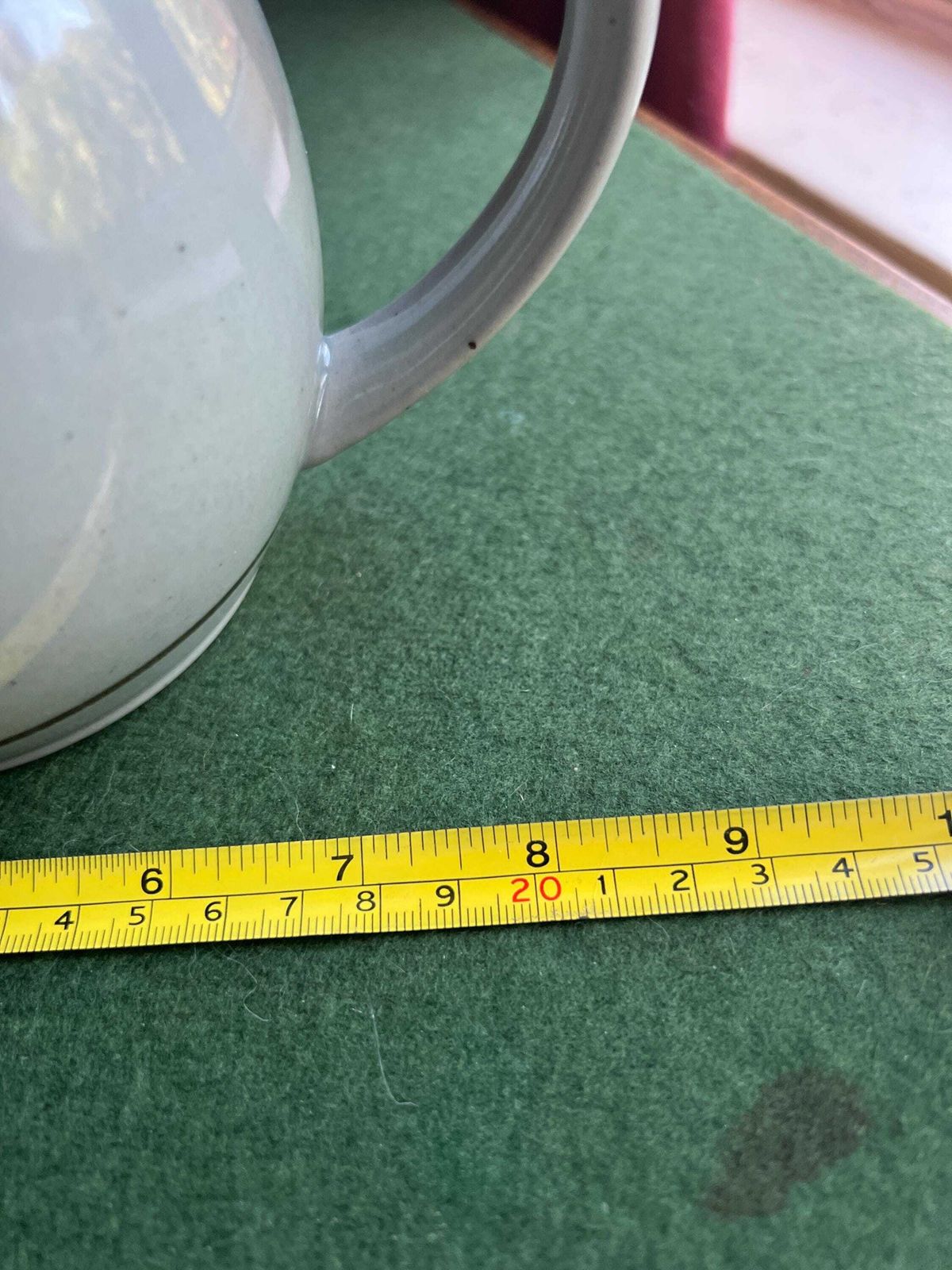 photo for sale Vintage Stoneware Tea Pot. Pot Bellied Celadon Glazed Coffee Pot. Speckled Duck Egg Blue. Stamped Highland Stoneware Scotland.