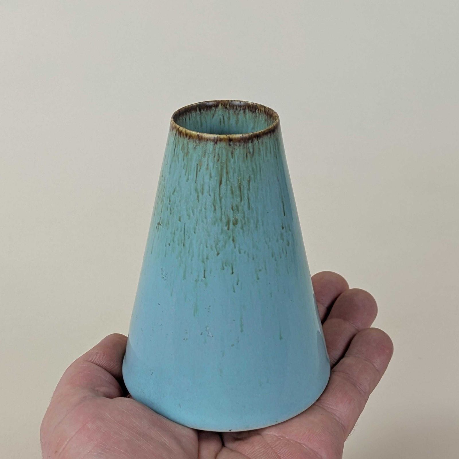 Striking Vintage Jean Chatoney Studio Pottery Vase, Conical Blue Glaze, French Ceramic Art photo furniture