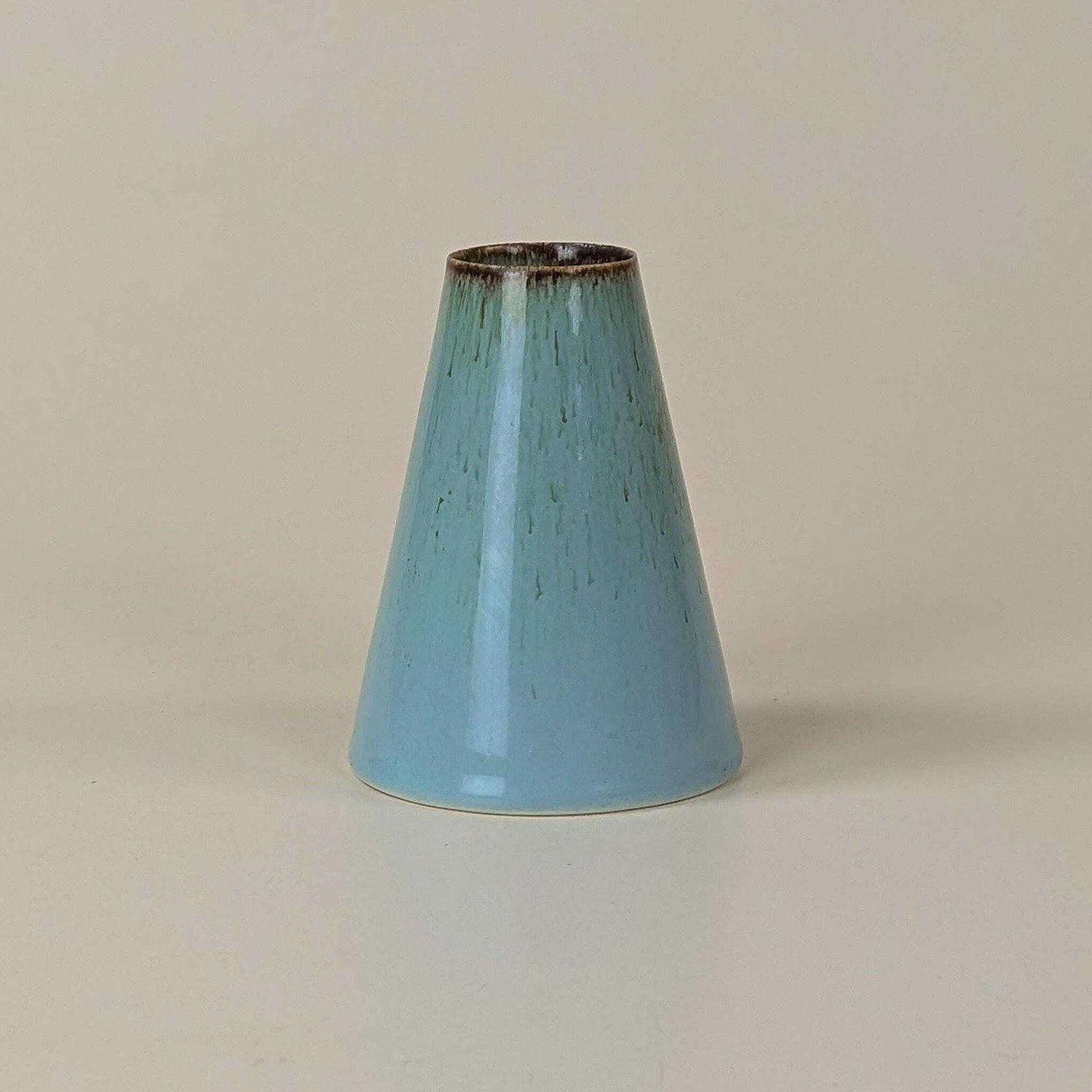 Striking Vintage Jean Chatoney Studio Pottery Vase, Conical Blue Glaze, French Ceramic Art photo for sale