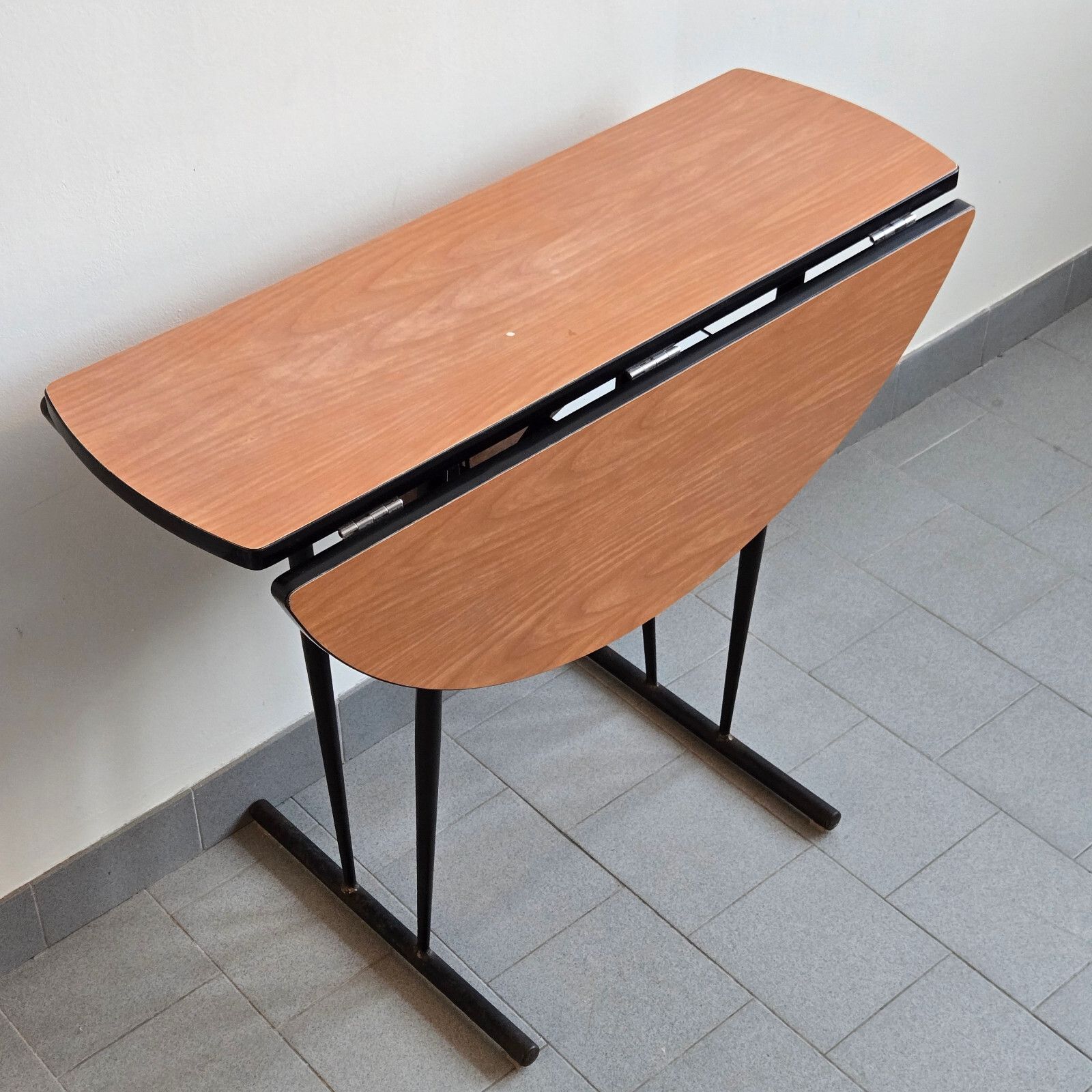 Vintage 1950s Formica 50s Retro Zazou Extendable Folding Round Dining Table photo Furniture
