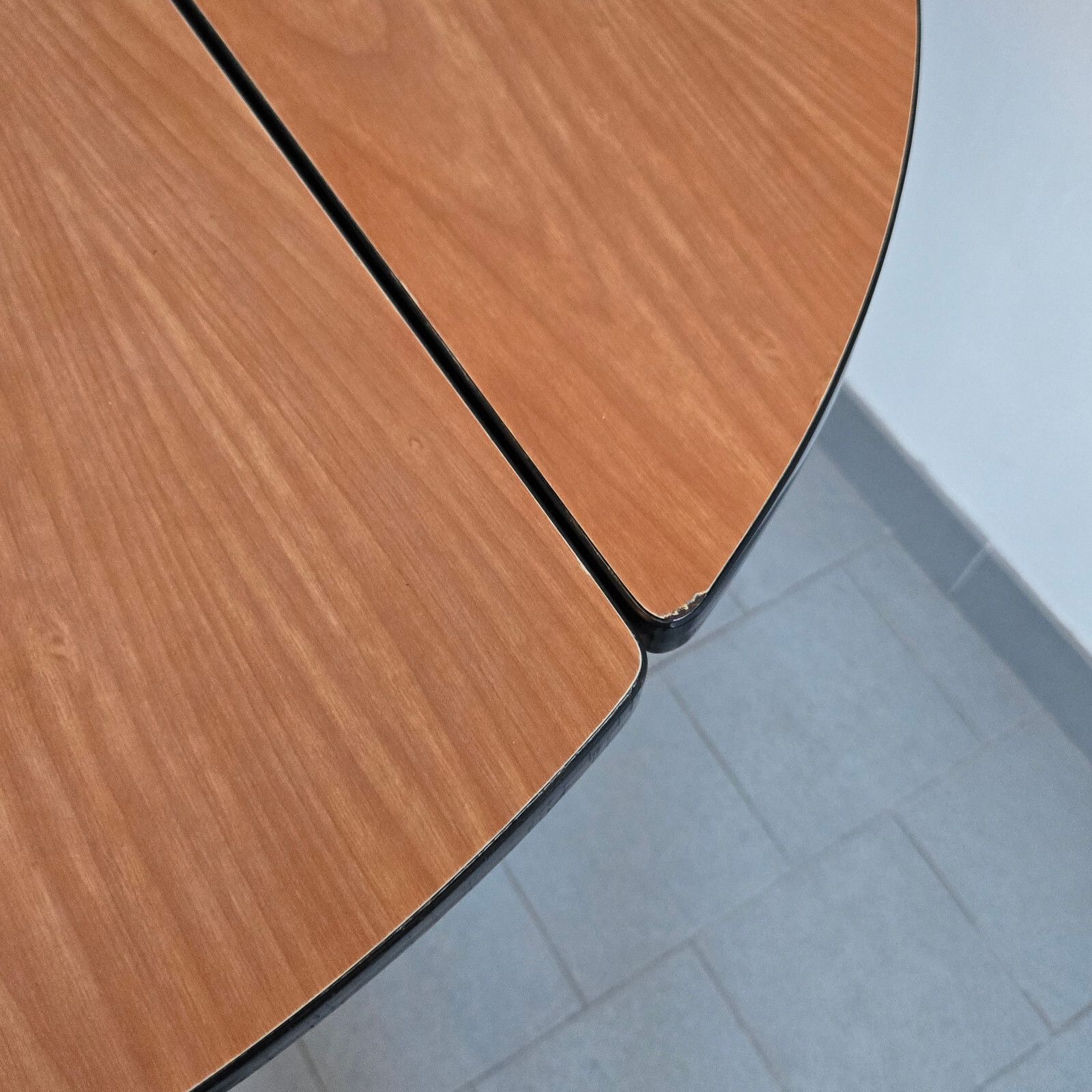 Furniture Vintage 1950s Formica 50s Retro Zazou Extendable Folding Round Dining Table photo